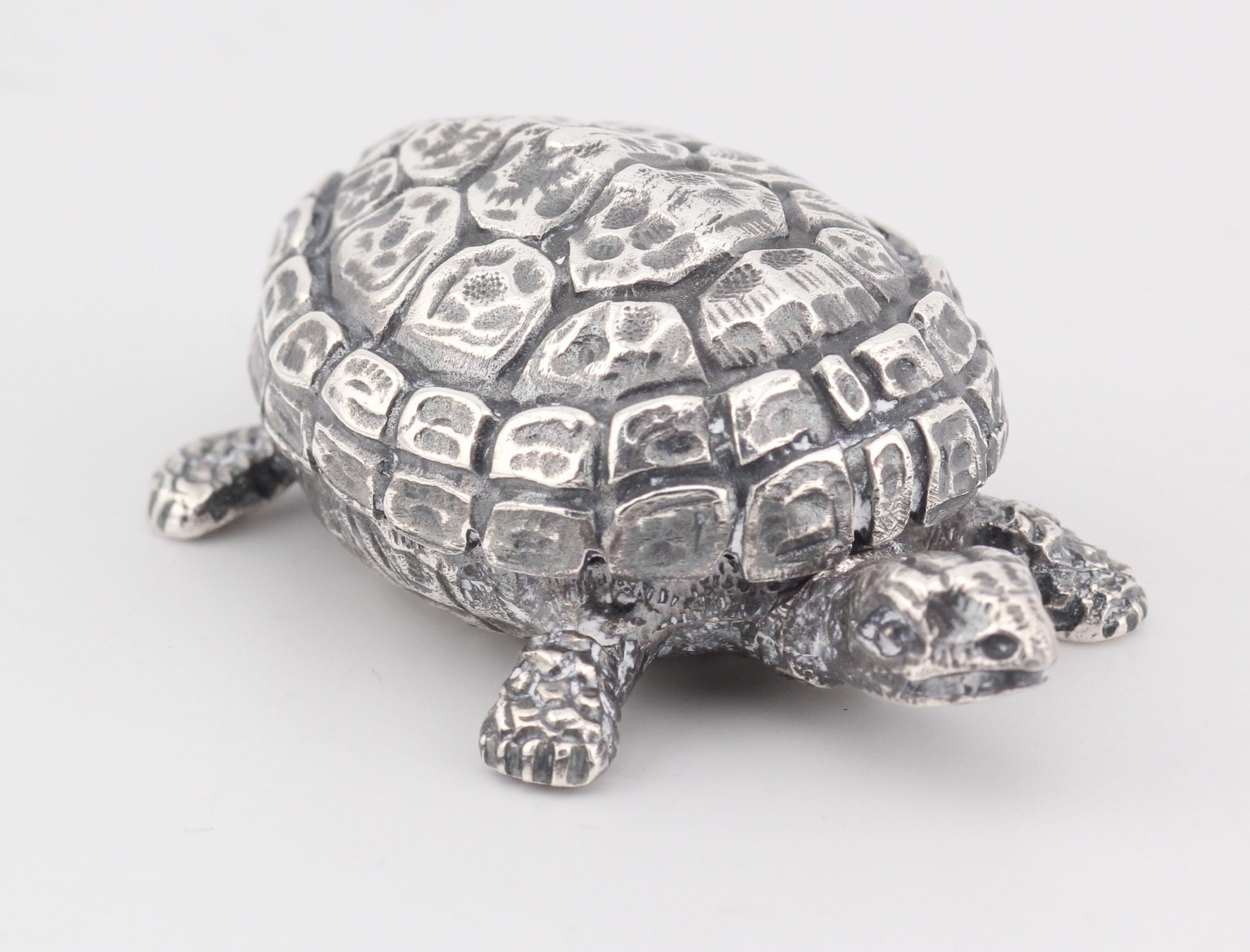 Buccellati Rare Vintage Sterling Silver Turtle Small Trinket Pill Box en vente 5