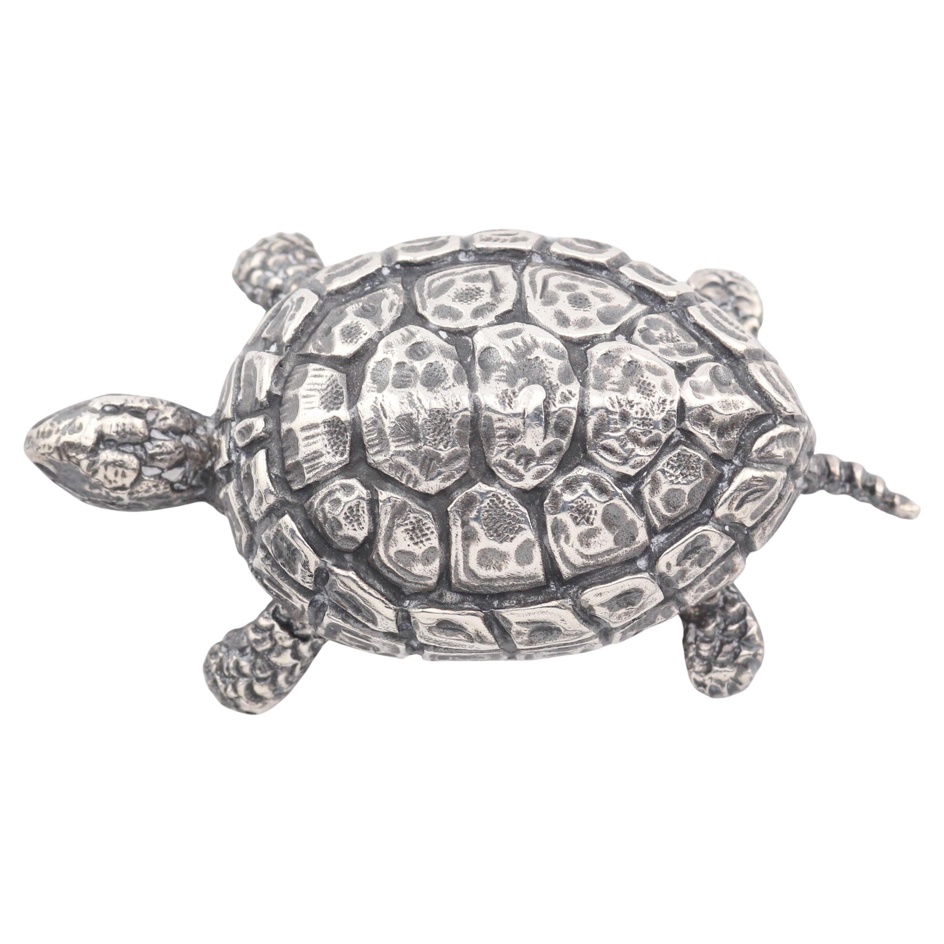 Buccellati Rare Vintage Sterling Silver Turtle Small Trinket Pill Box