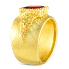Buccellati Rigato 18K Yellow Gold Garnet Ring