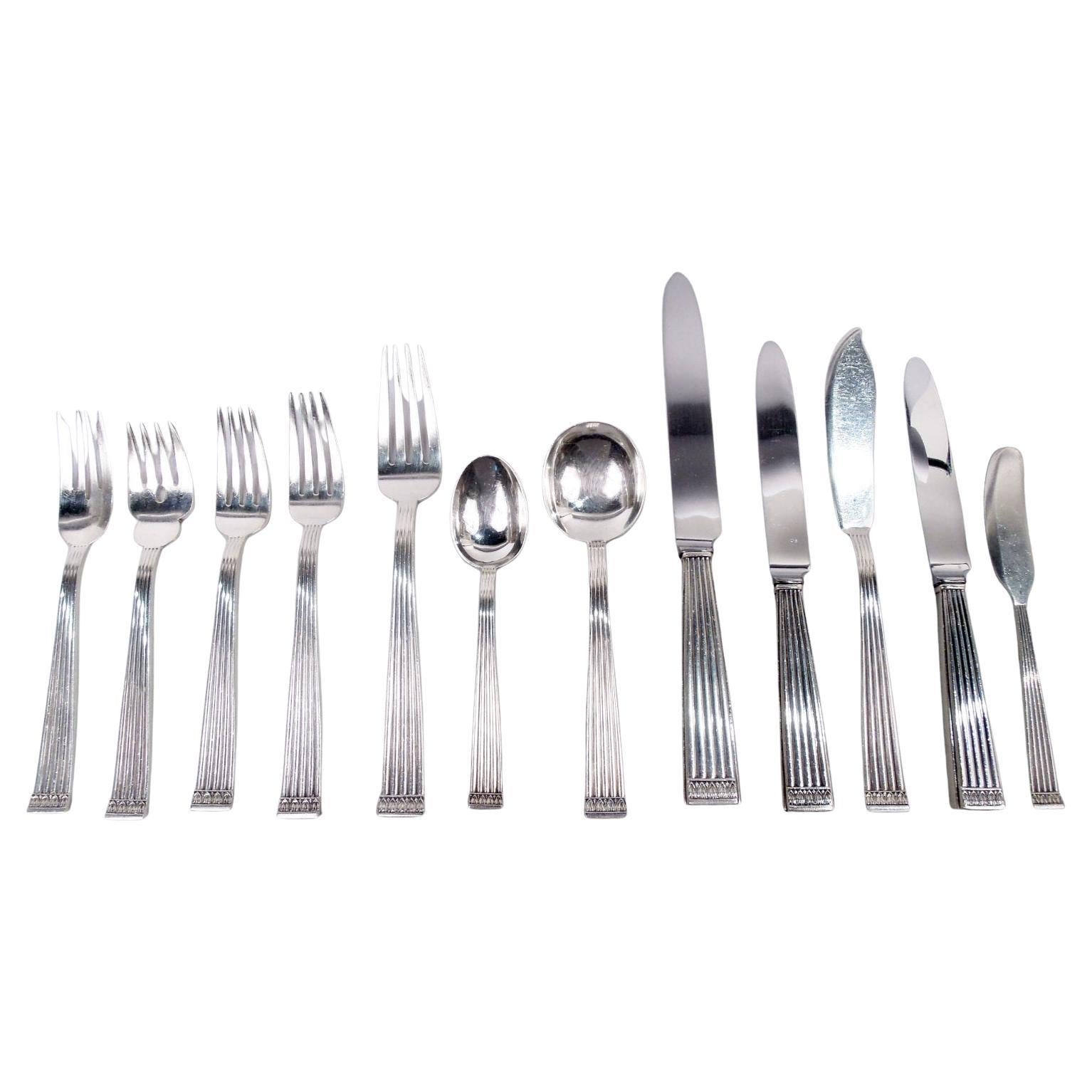 Buccellati Rigato Dinner & Lunch Set for 24 with 321 Pieces For Sale
