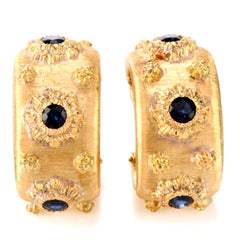 Buccellati Rigato Zaffiro in oro 18 carati Omega Clip Orecchini a cerchio