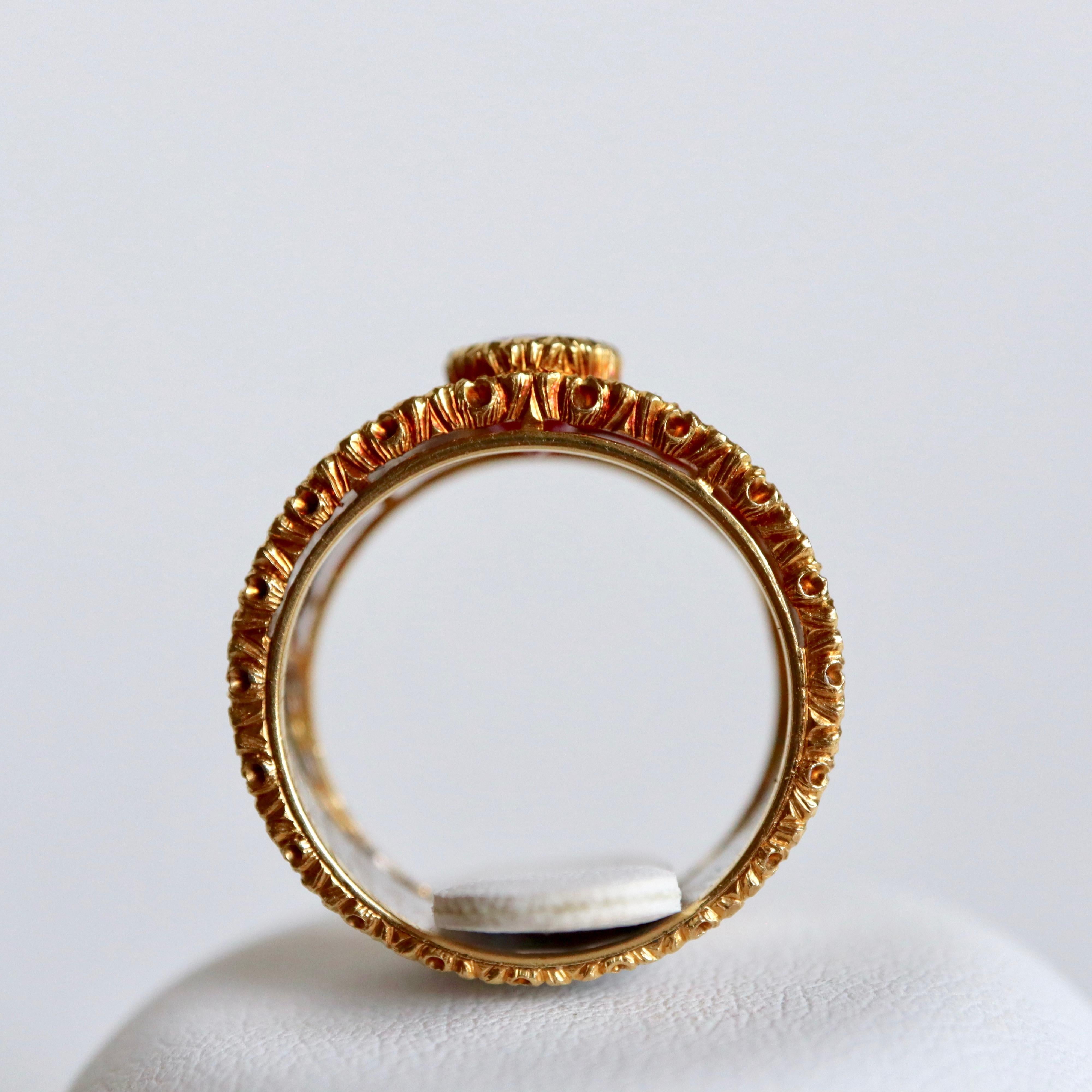 Women's Buccellati Ring in 18 Carat Yellow Gold, White Gold, 1.20 carat Ruby, Diamonds