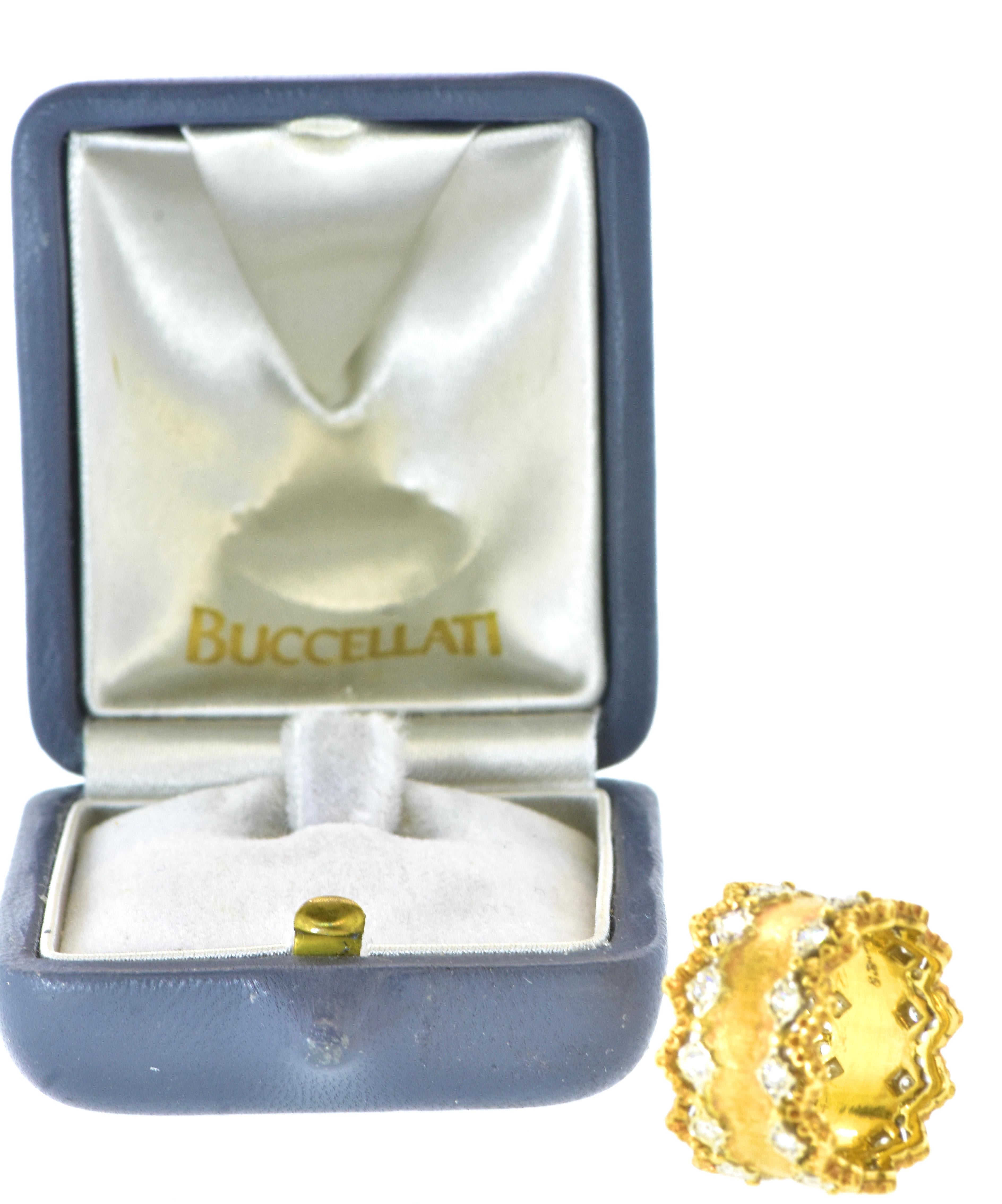 Buccellati Ring mit Diamanten und 18K Gelbgold, um 1980. (Brillantschliff)