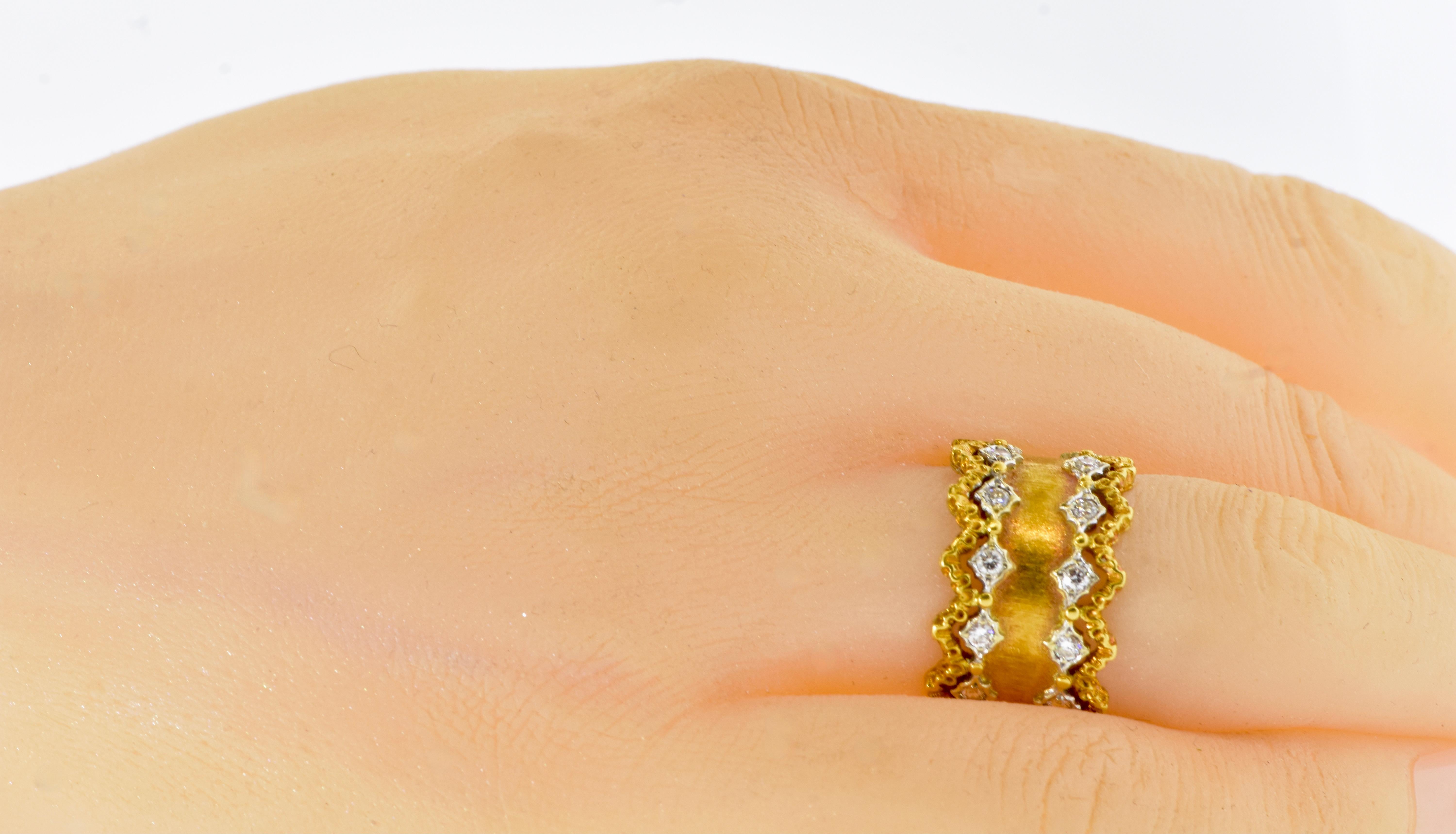 Buccellati Ring mit Diamanten und 18K Gelbgold, um 1980. für Damen oder Herren