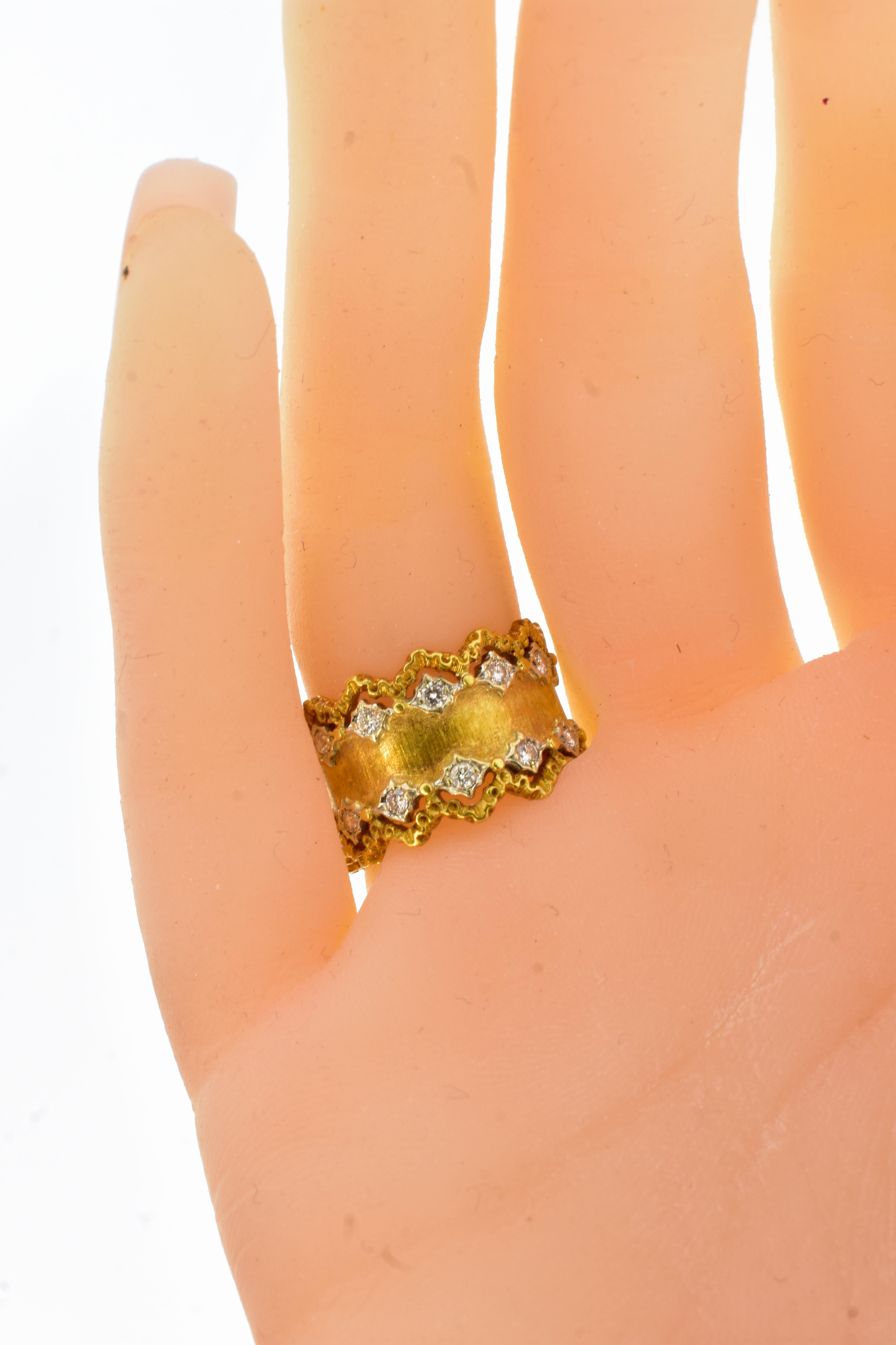 Buccellati Ring mit Diamanten und 18K Gelbgold, um 1980. 2