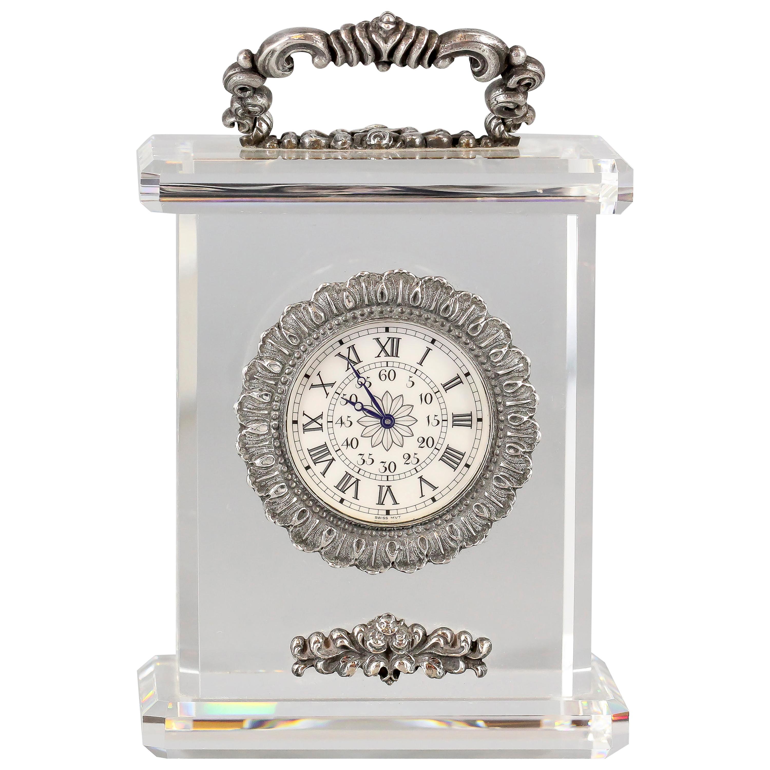 Buccellati Rock Crystal Sterling Silver Limited Edition Desk Clock