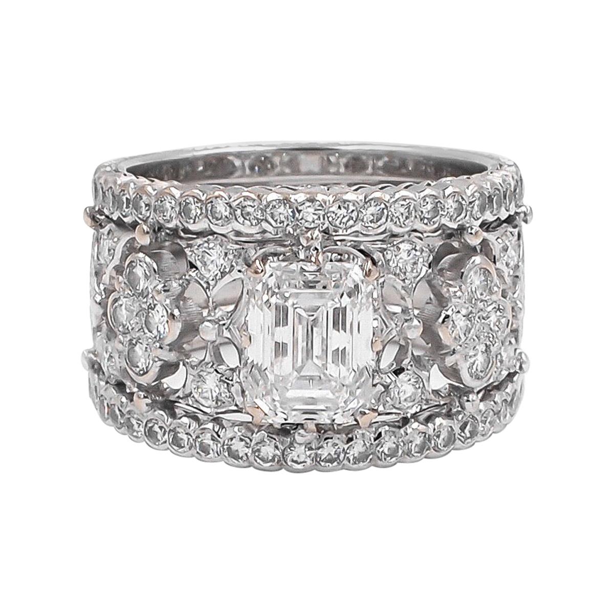 Buccellati Romanza GIA Certified Emerald Cut Diamond Ring