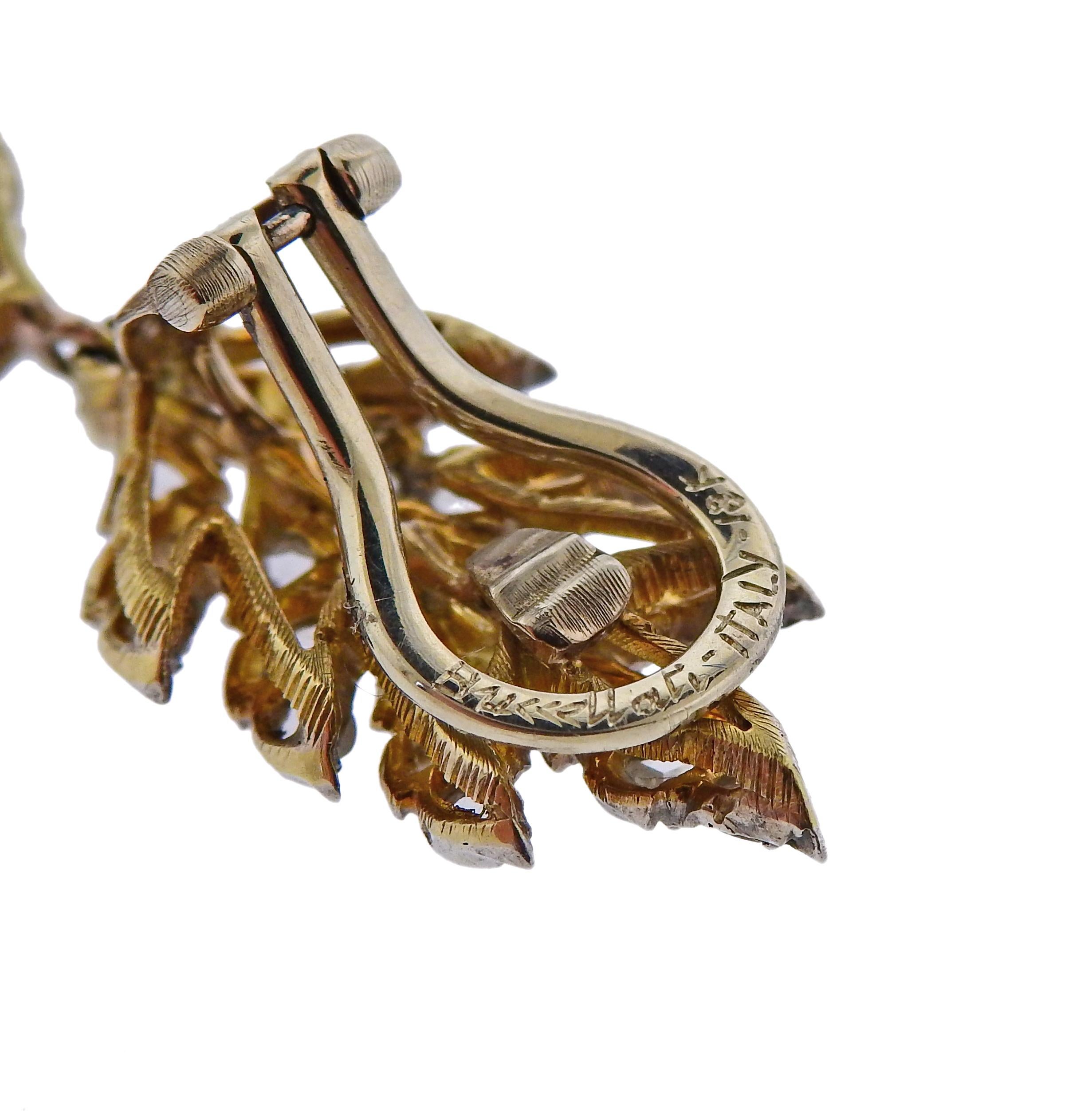 Buccellati Rose Cut Diamond Pearl Gold Silver Earrings In Excellent Condition In Lambertville, NJ
