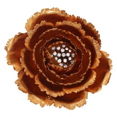 Buccellati Rose Gold Diamond Flower Pin