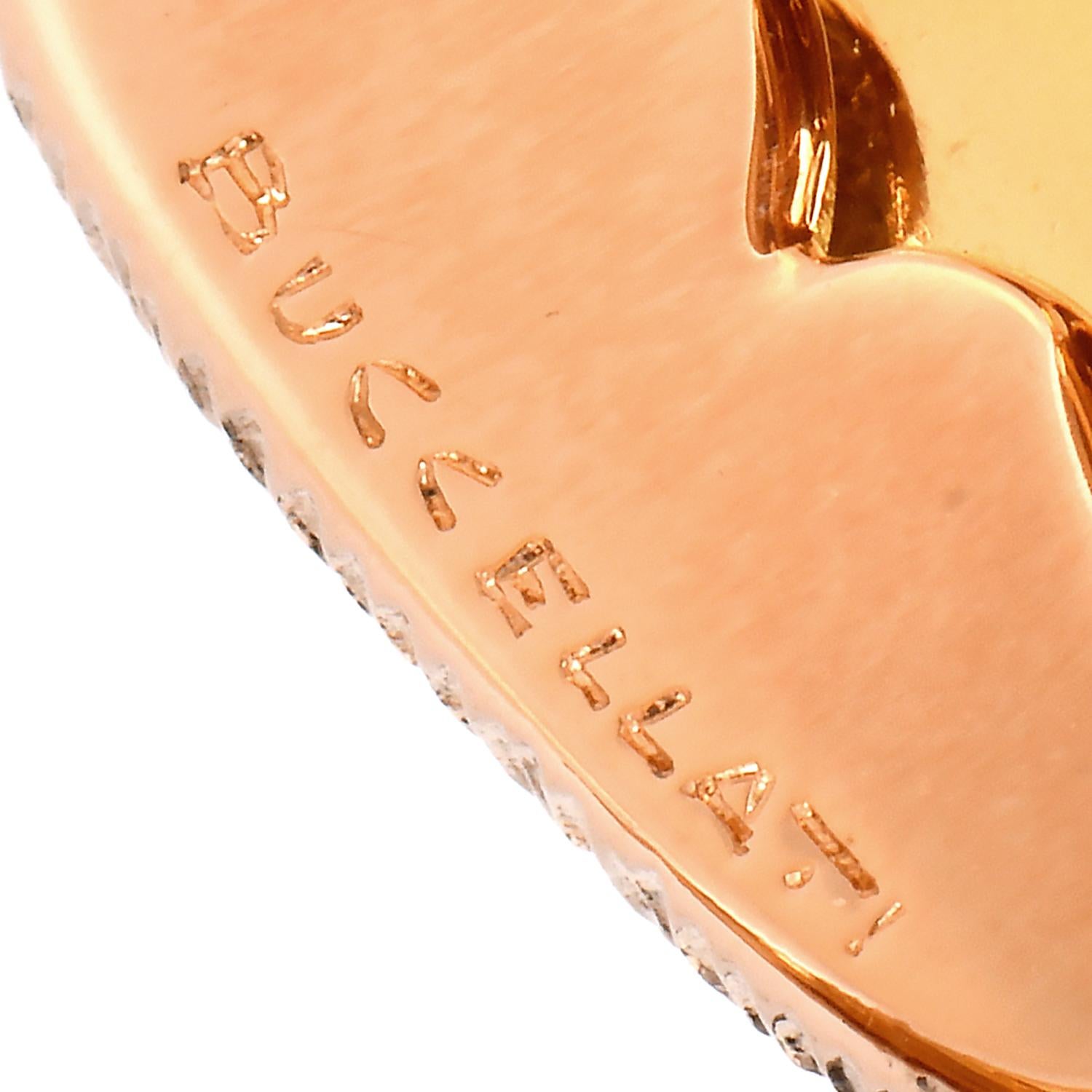 Buccellati Rubin 18K Gelbgold Offene Manschette breiter Armreif Armband (Rundschliff) im Angebot