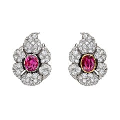 Buccellati Ruby and Diamond Cluster Earclips