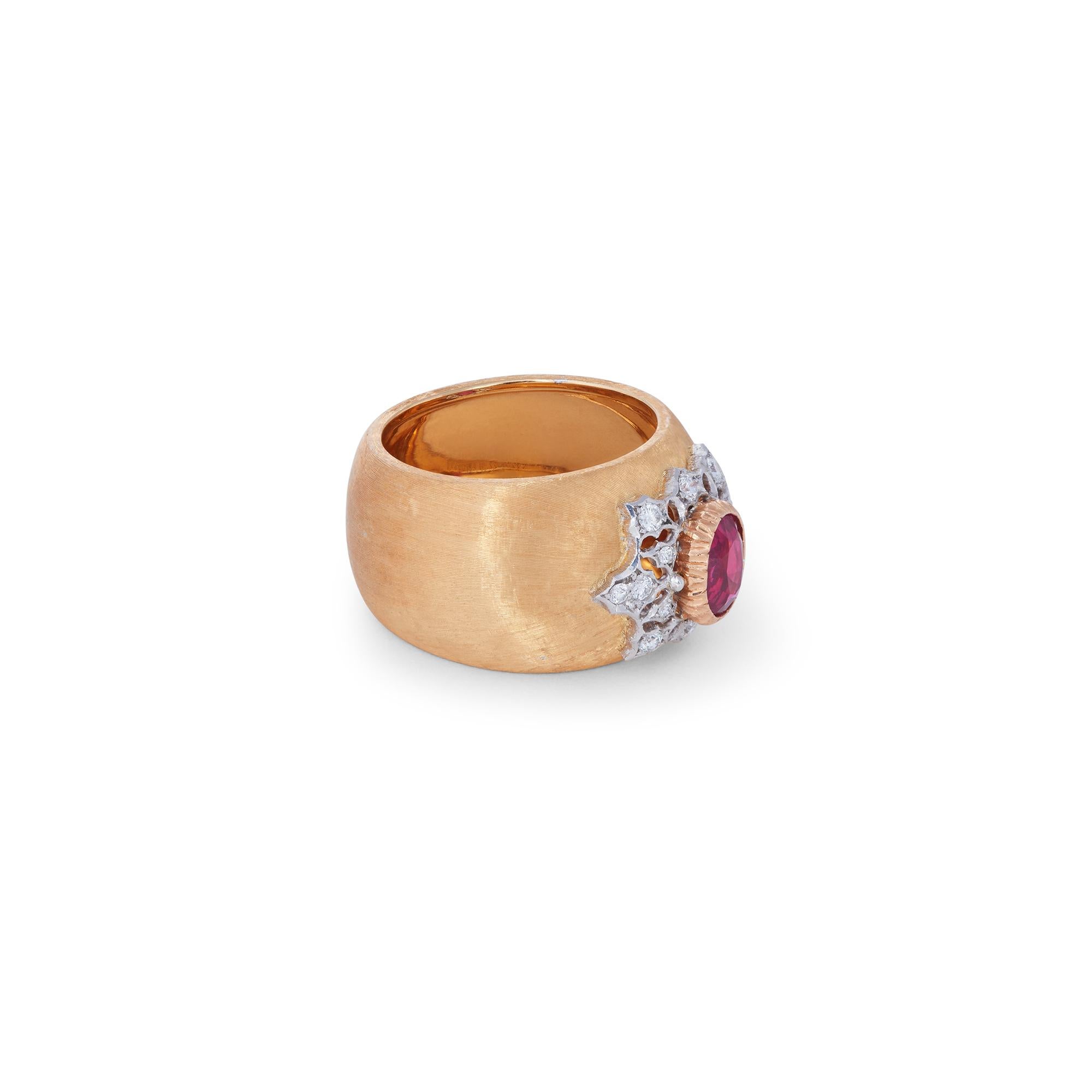 Contemporary Buccellati Ruby and Diamond Premium Band Ring