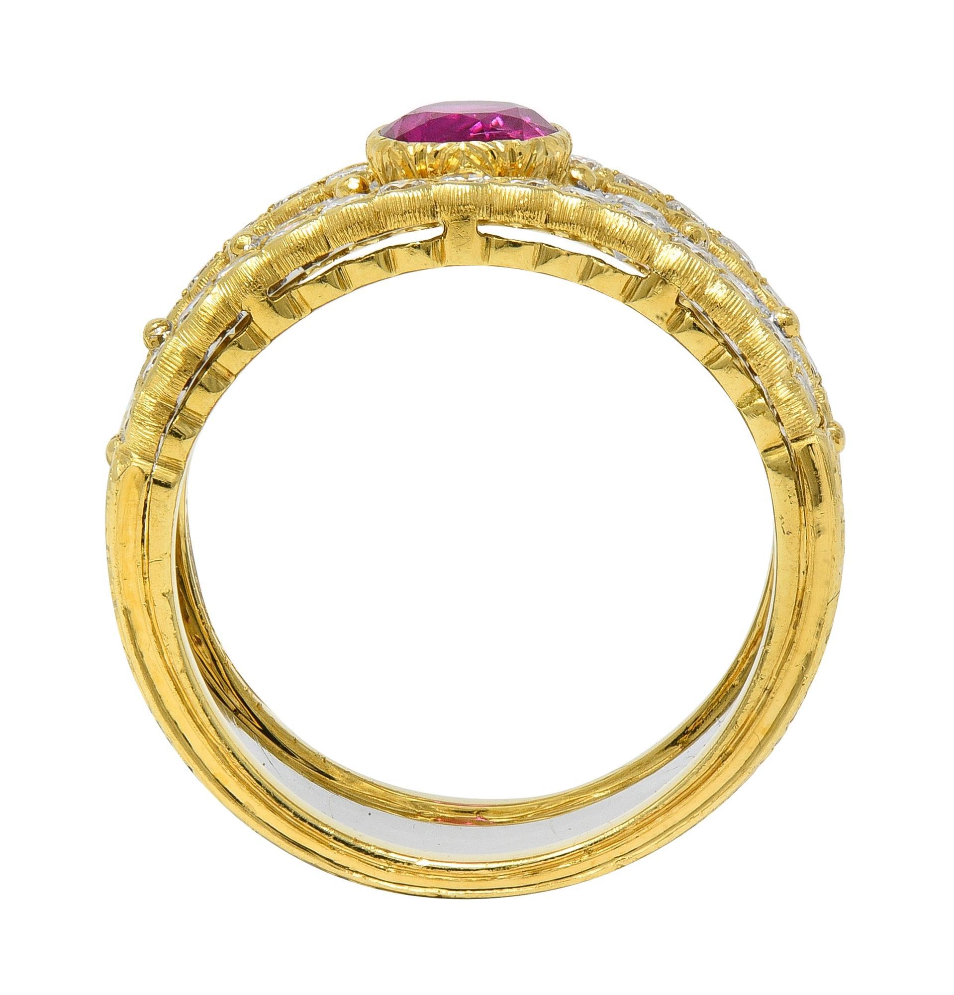 Buccellati Ruby Diamond 18K Yellow  Gold Eternelle Vintage Band Ring For Sale 6