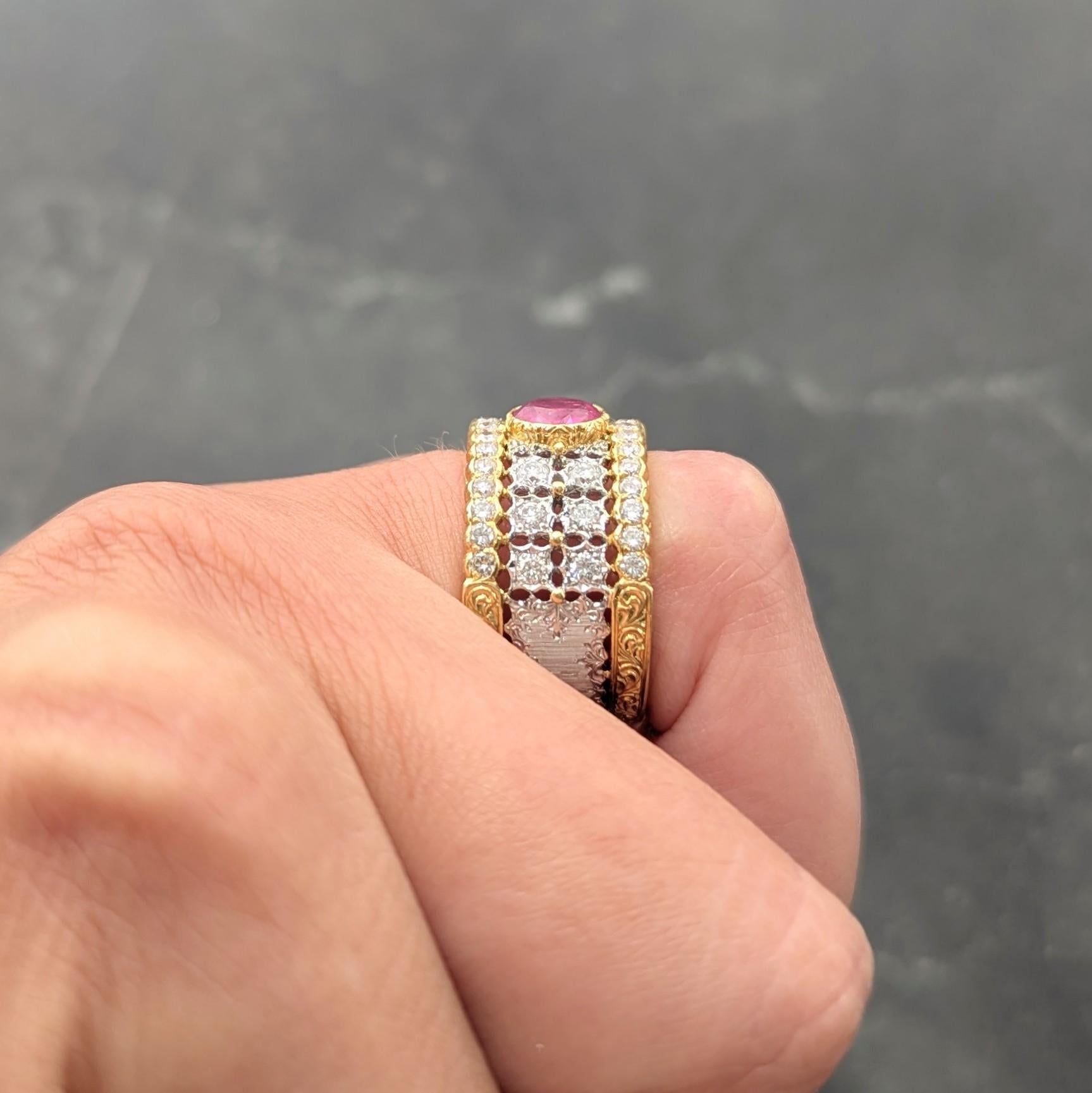 Buccellati Ruby Diamond 18K Yellow  Gold Eternelle Vintage Band Ring For Sale 8