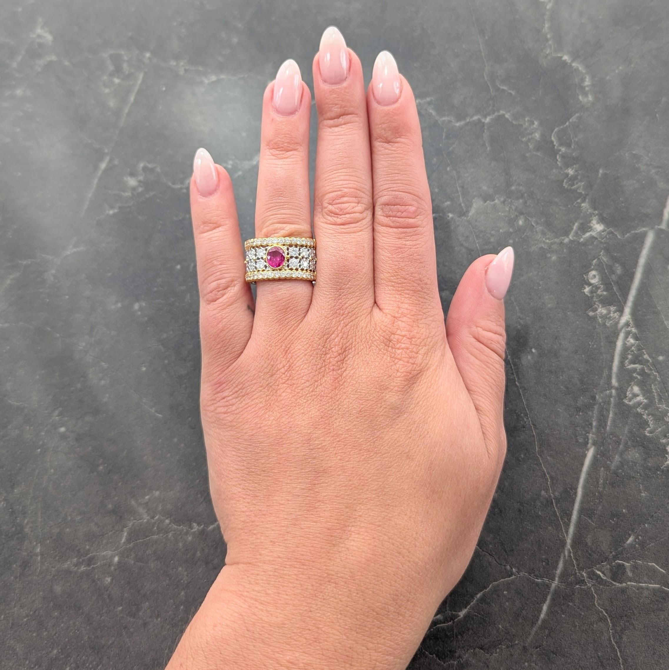 Designed as a wide white gold band with very fine linear 