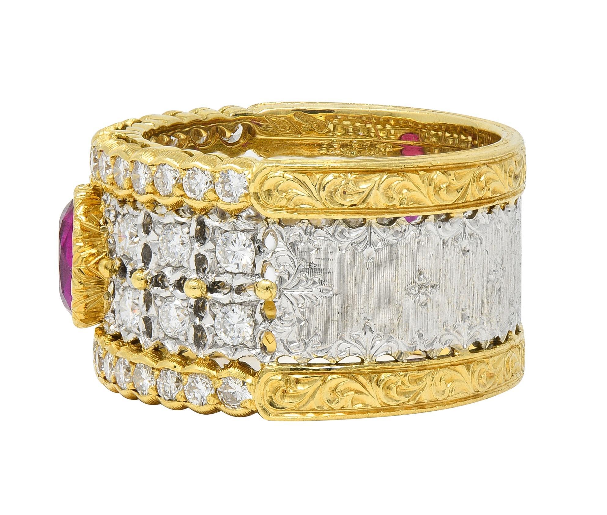 Buccellati Ruby Diamond 18K Yellow  Gold Eternelle Vintage Band Ring For Sale 1