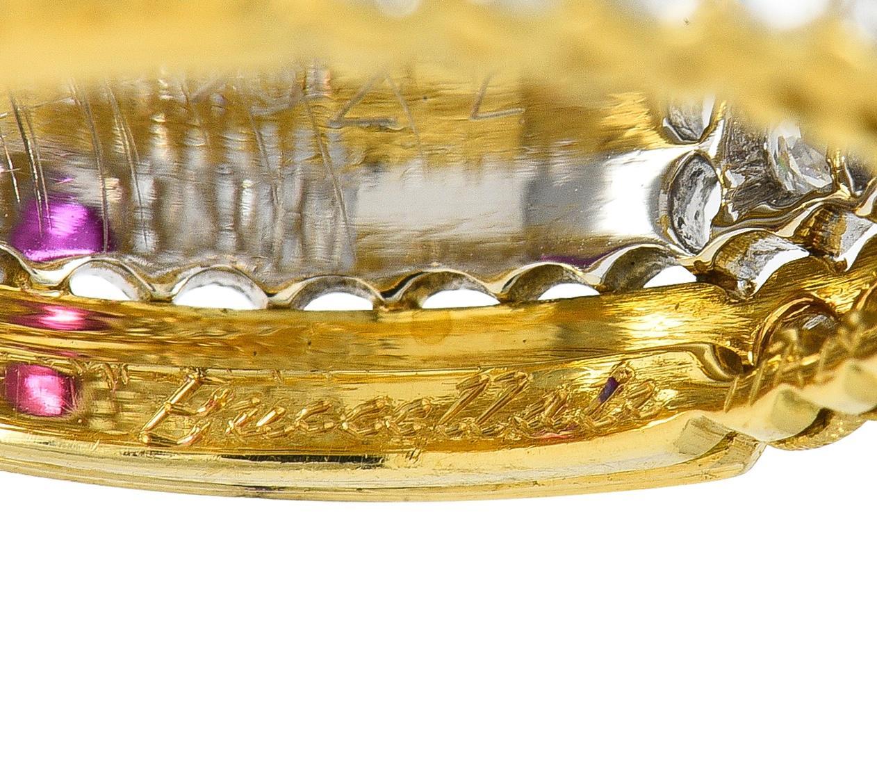 Buccellati Ruby Diamond 18K Yellow  Gold Eternelle Vintage Band Ring For Sale 2