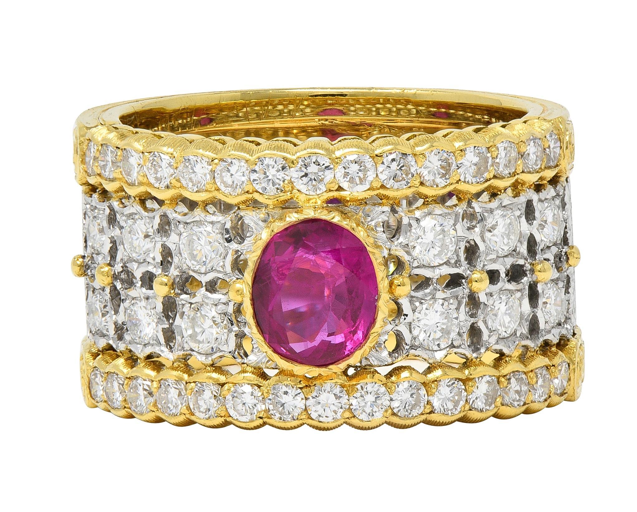 Buccellati Ruby Diamond 18K Yellow  Gold Eternelle Vintage Band Ring