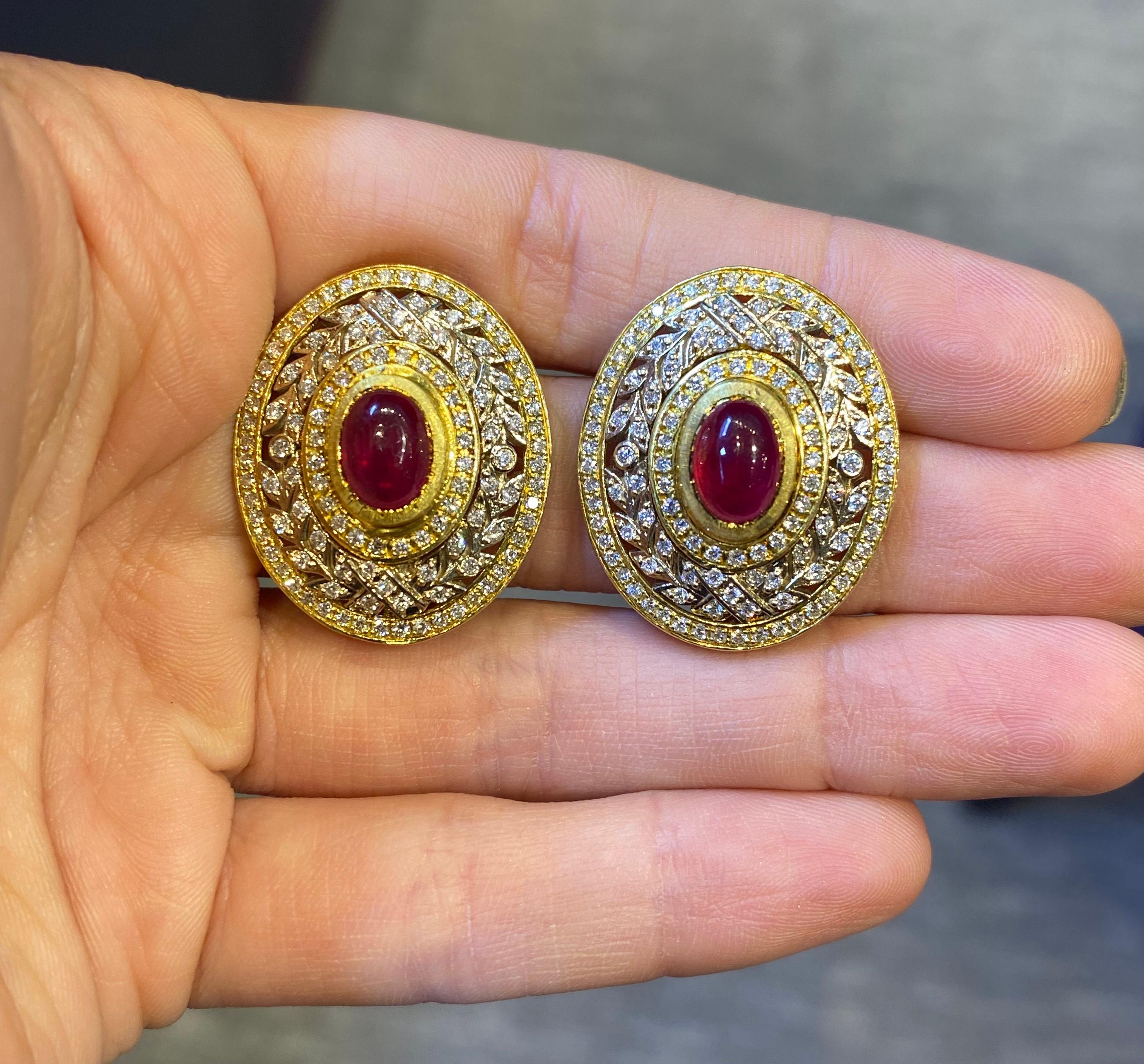 Buccellati Ruby & Diamond Earrings In Excellent Condition In New York, NY