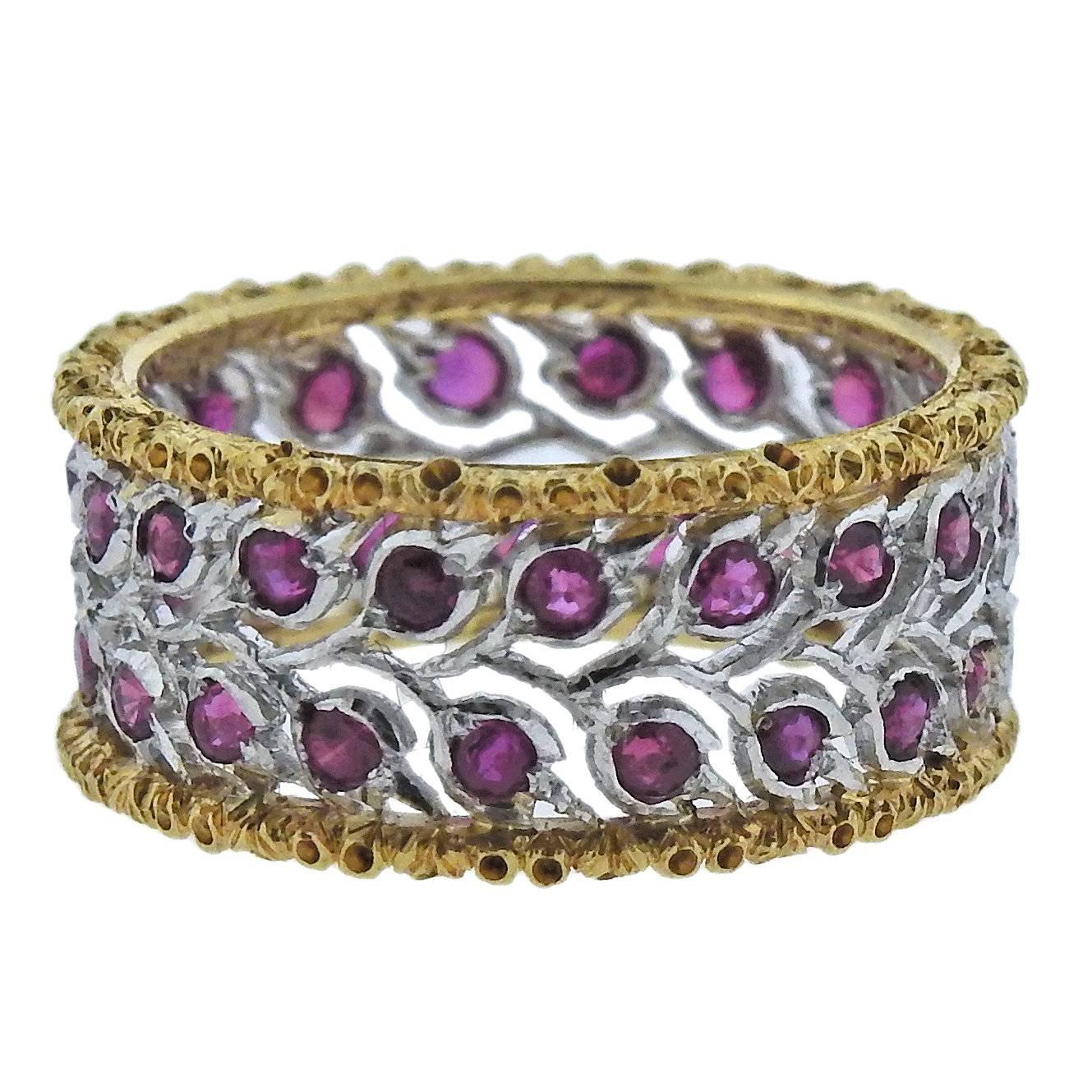 Buccellati Ruby Two-Color Gold Band Ring