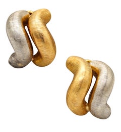 BUCCELLATI San Marcos Clips On Earrings In Two Tones Of Solid 18Kt Gold