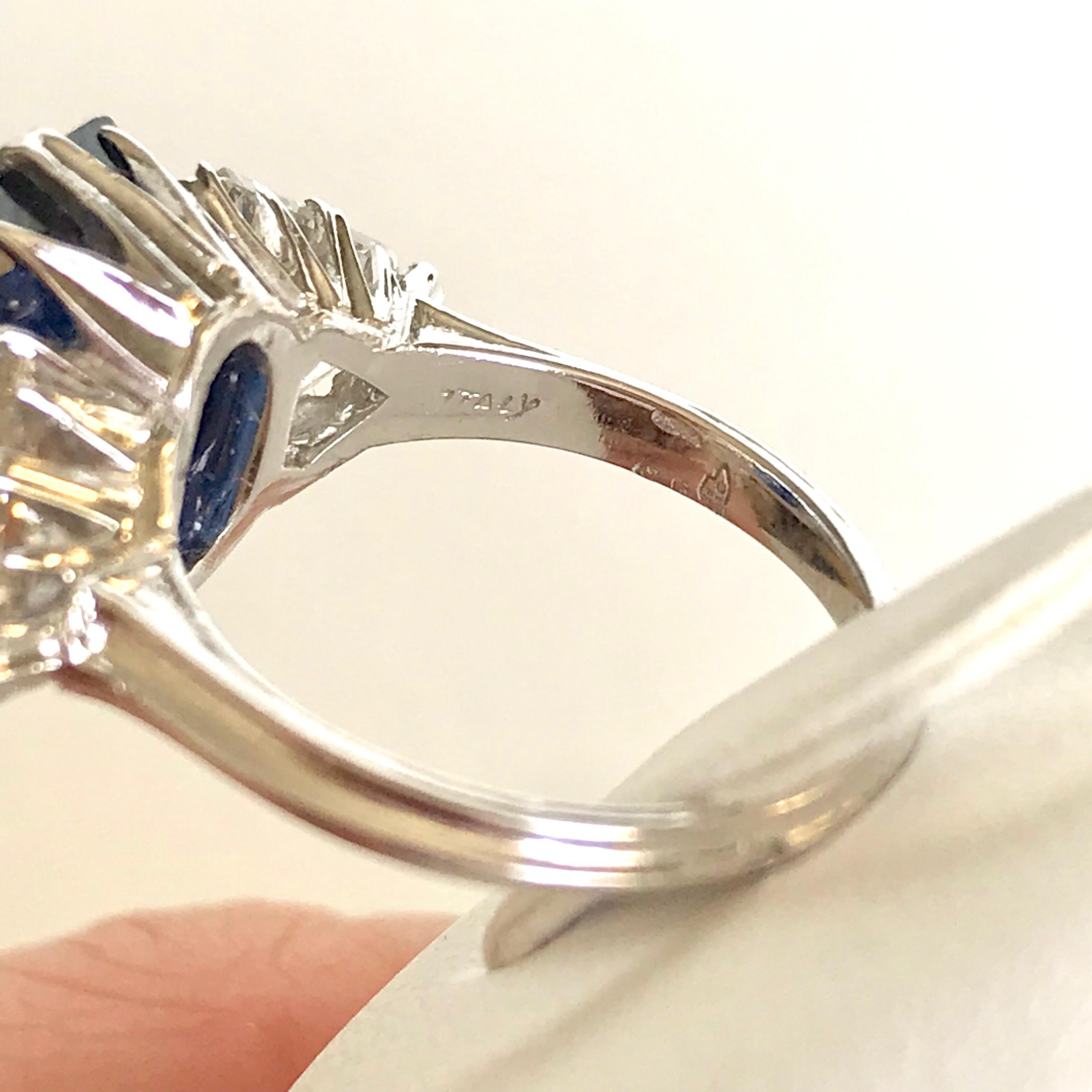 Buccellati Sapphire 5.57 Carats Burmese and Triangle Diamonds Ring For Sale 1