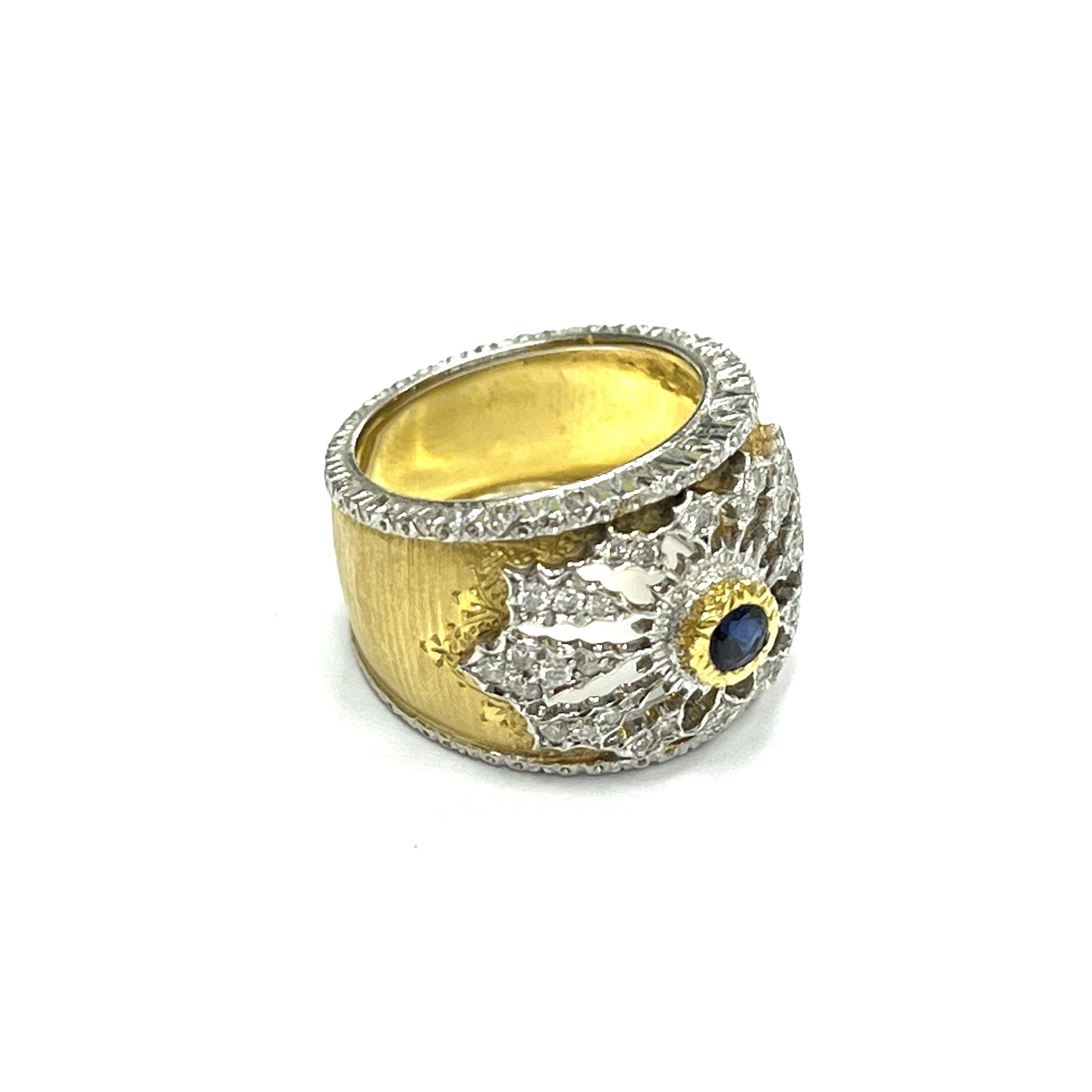 Women's Buccellati Sapphire Diamond Gold Ring