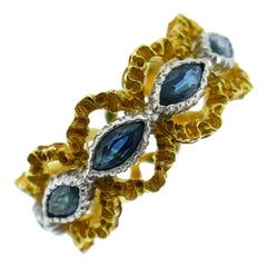 Buccellati Sapphire Gold Lacy Band Ring