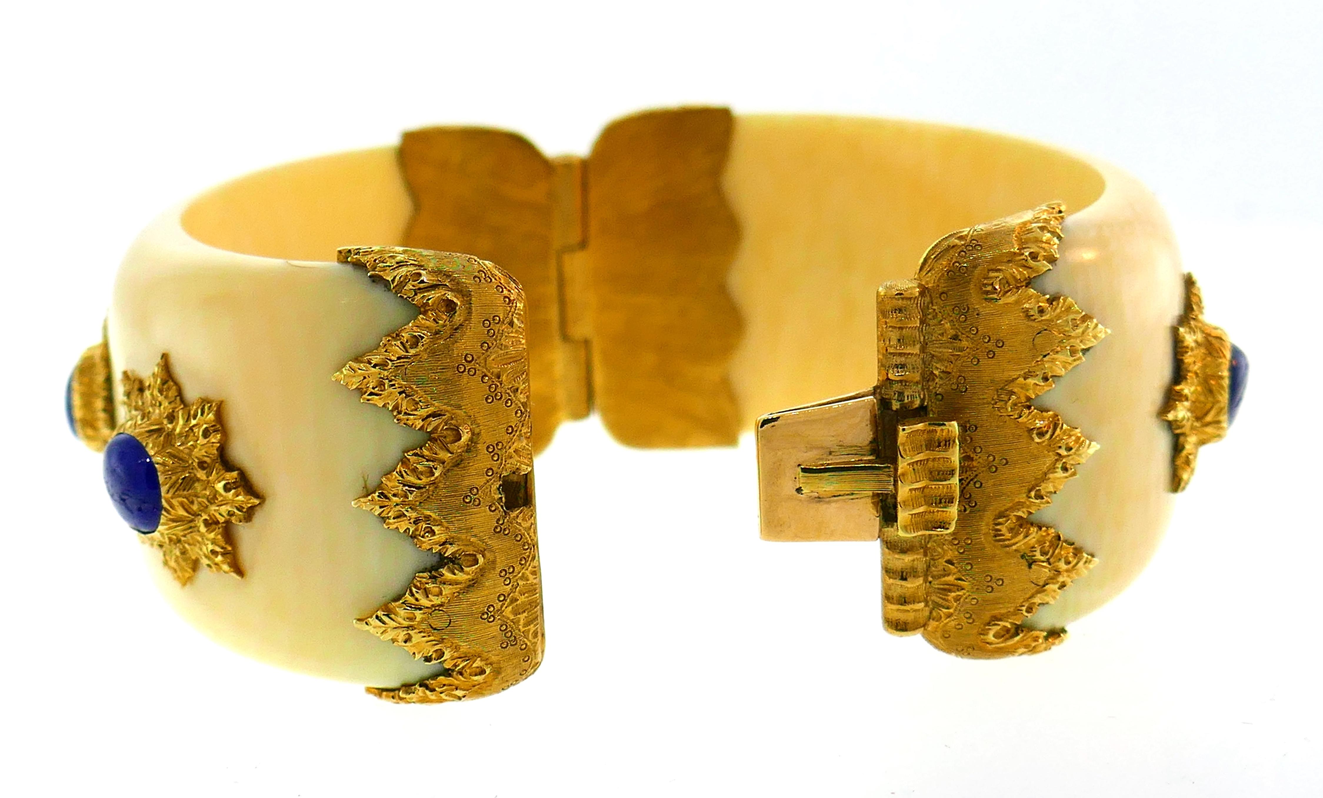 Buccellati Sapphire Yellow Gold Bangle Bracelet Bakelite 1