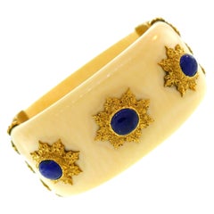 Buccellati Sapphire Yellow Gold Bangle Bracelet Bakelite