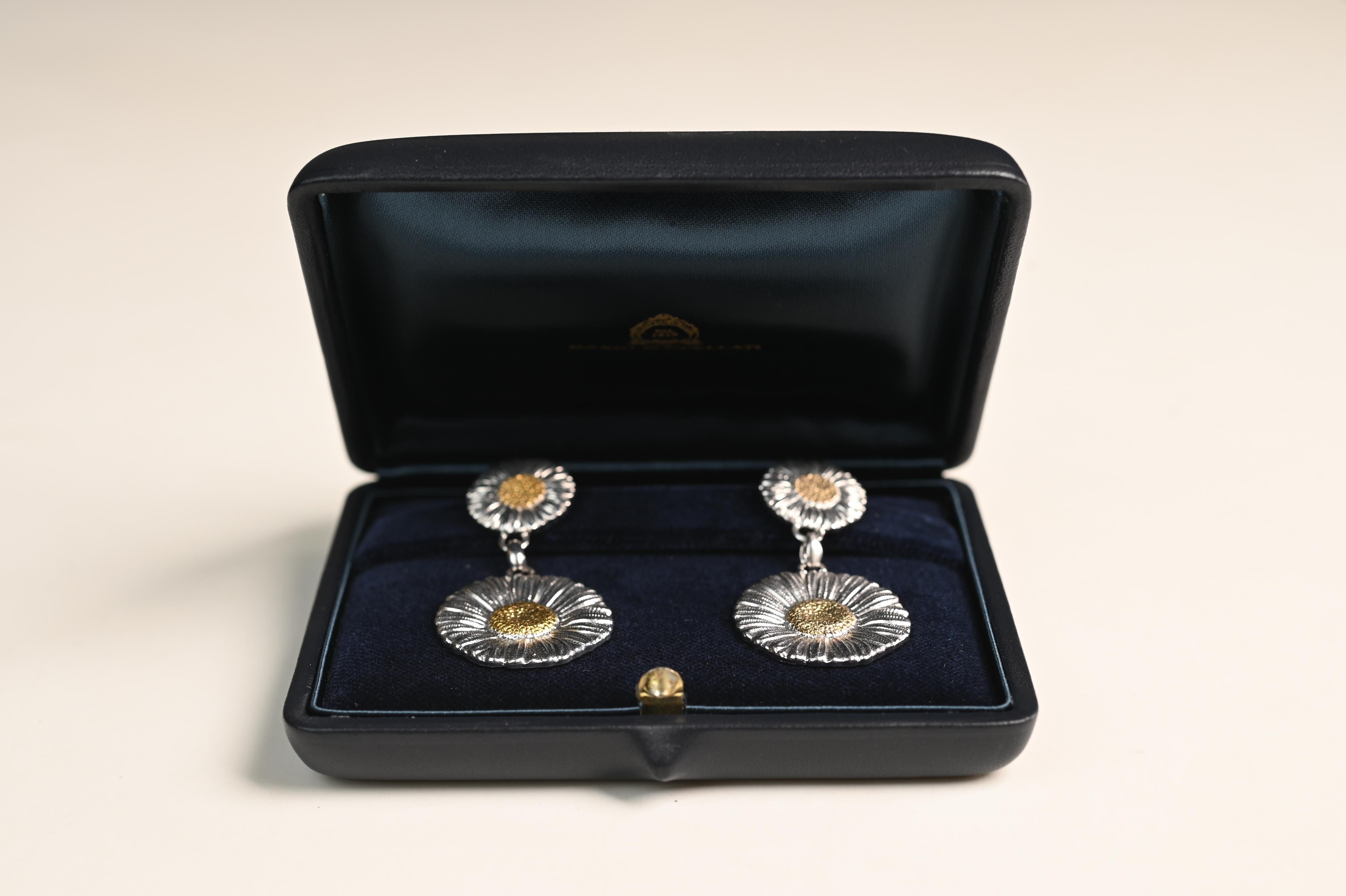 Art Deco Buccellati  Silver and 14k Yellow Gold Earrings, 14K Yellow Gold, Italy For Sale