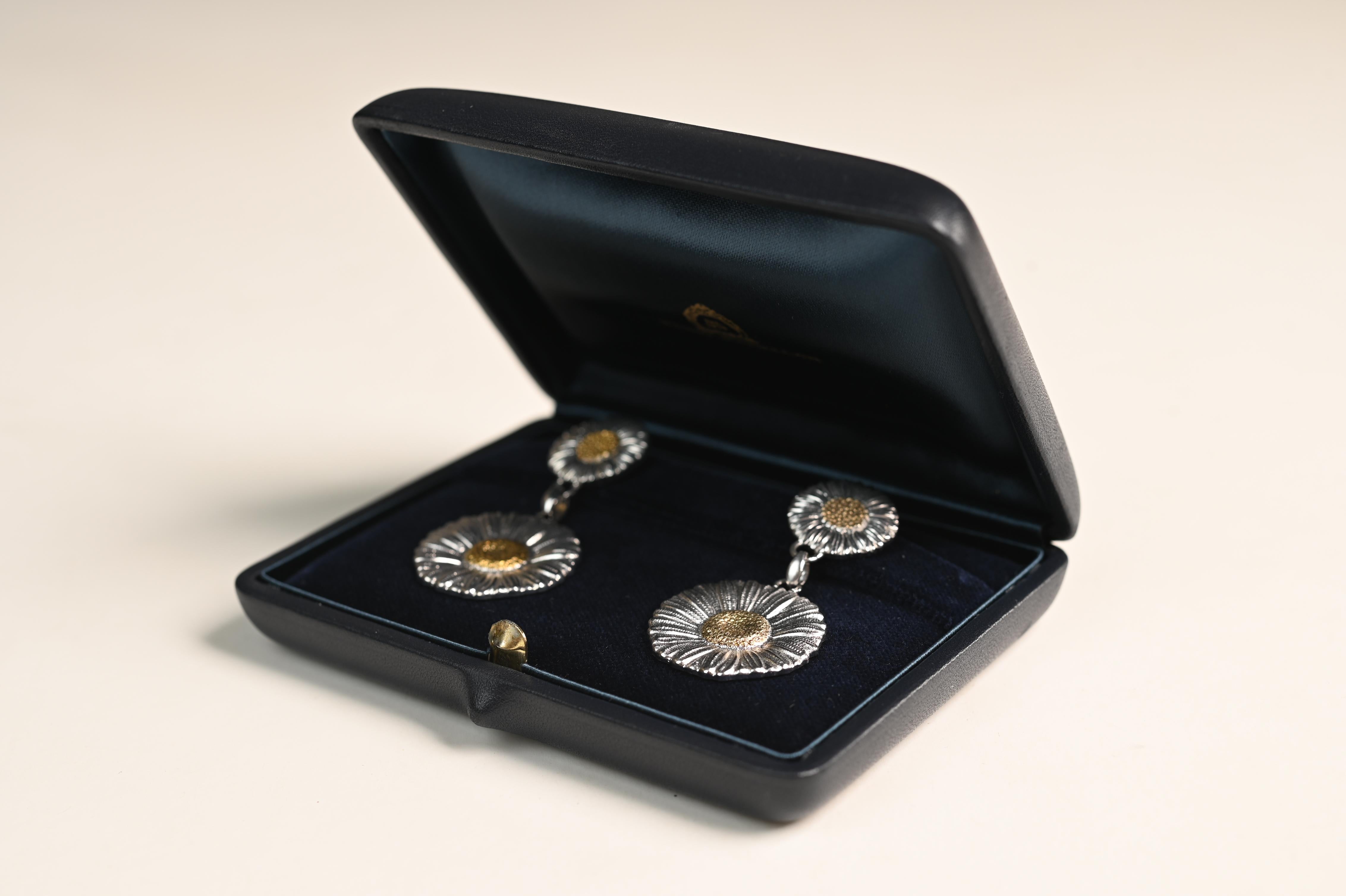 Buccellati  Silver and 14k Yellow Gold Earrings, 14K Yellow Gold, Italy In Excellent Condition For Sale In New York, NY