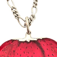 Buccellati Silver and Enamel Strawberry Pendant and Chain