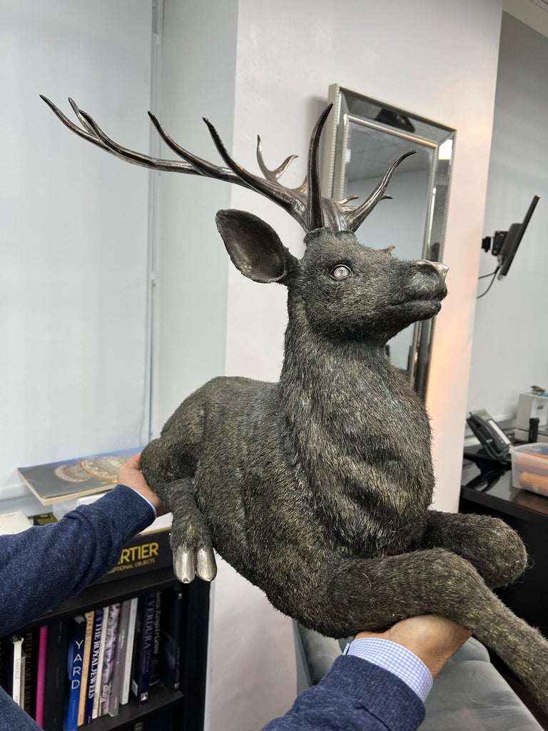Women's or Men's Buccellati Silver Deer Statue For Sale