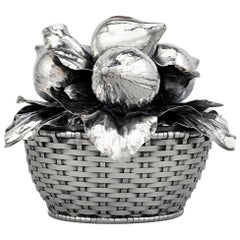 Buccellati Silver Fig Fruit Basket Centerpiece