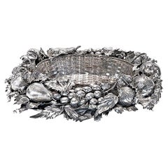 Retro Buccellati Silver Fruit Basket Centerpiece