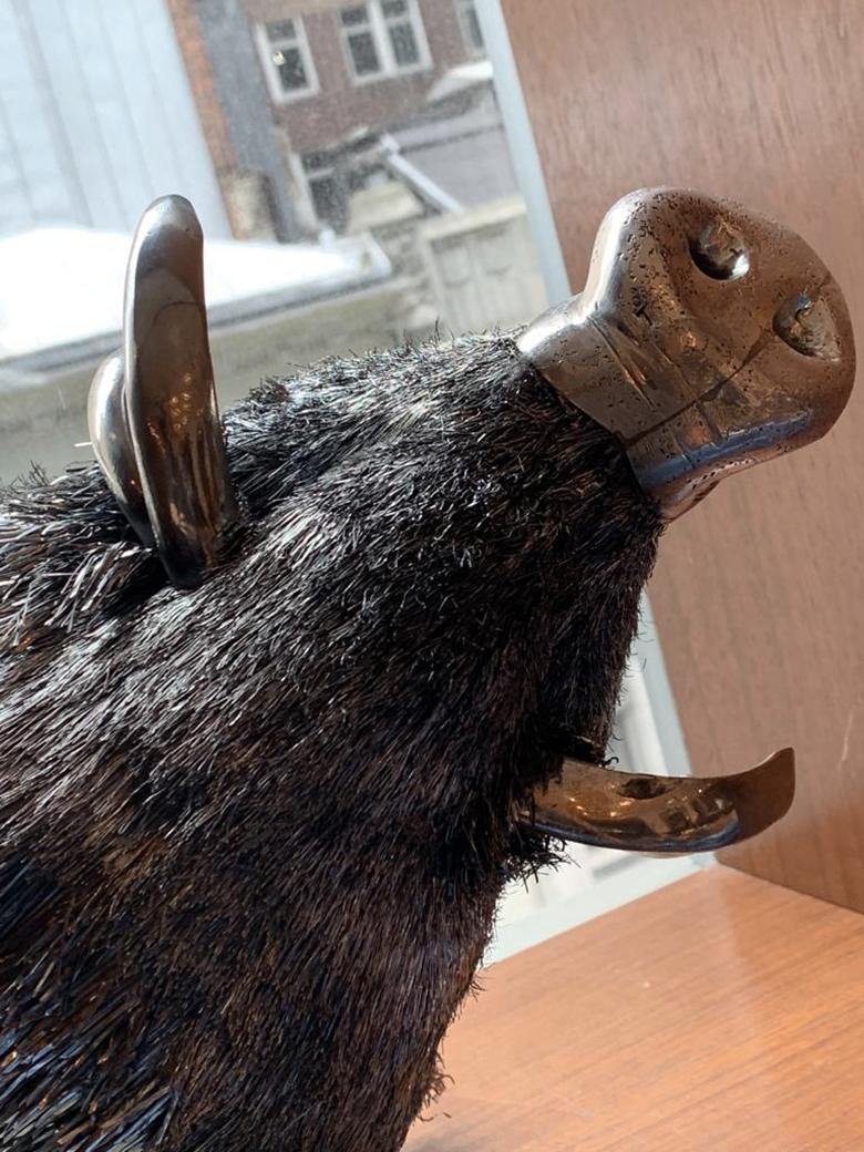 Mid-20th Century Buccellati Silver Furry Animals Boar For Sale