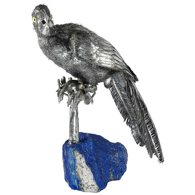 Buccellati Silver Furry Animals Parrot Lapis Lazuli For Sale at 1stDibs