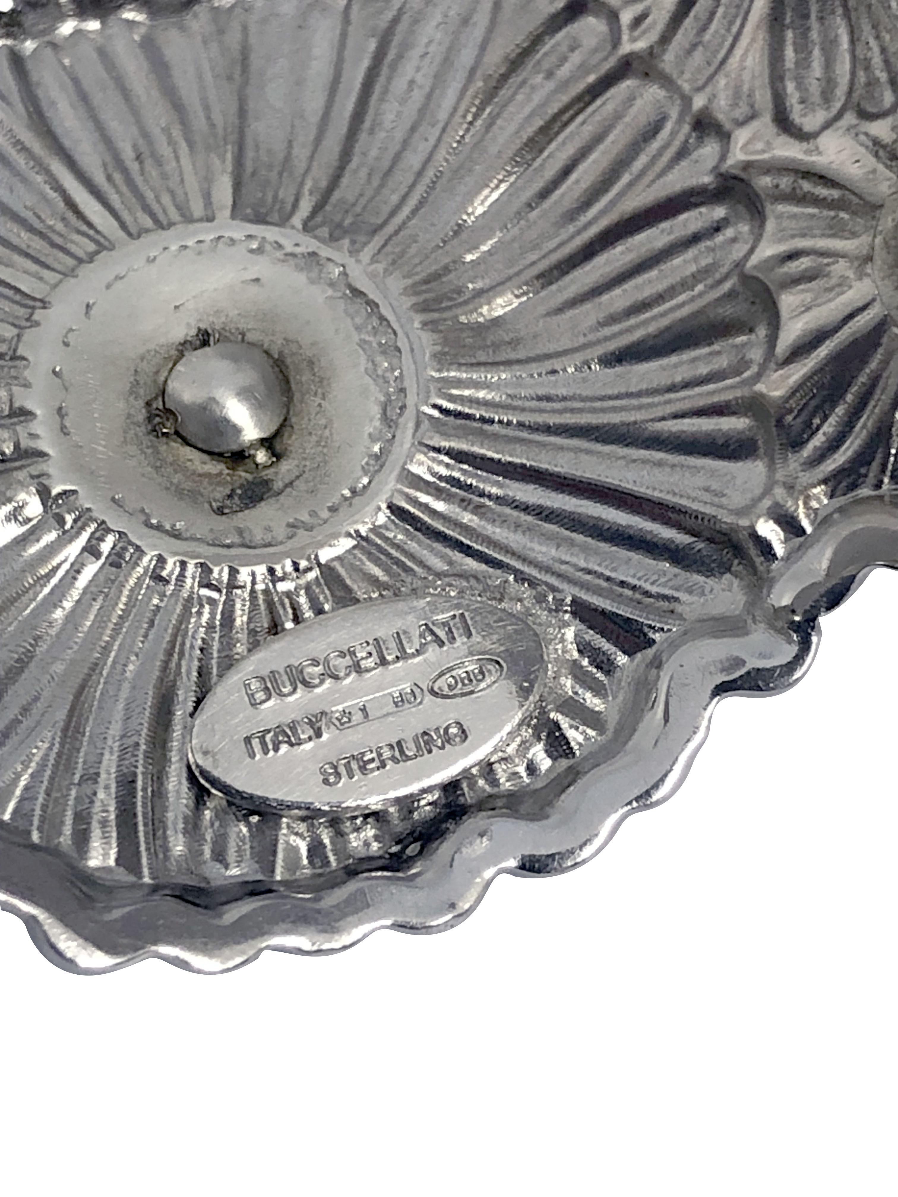 Buccellati Silver Gold Accent and Diamond Iconic Daisy Cuff Bracelet In Excellent Condition For Sale In Chicago, IL