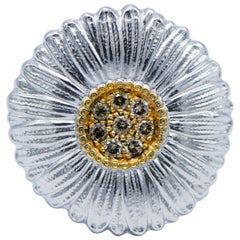 Buccellati Silver, Gold and Diamond Daisy Ring