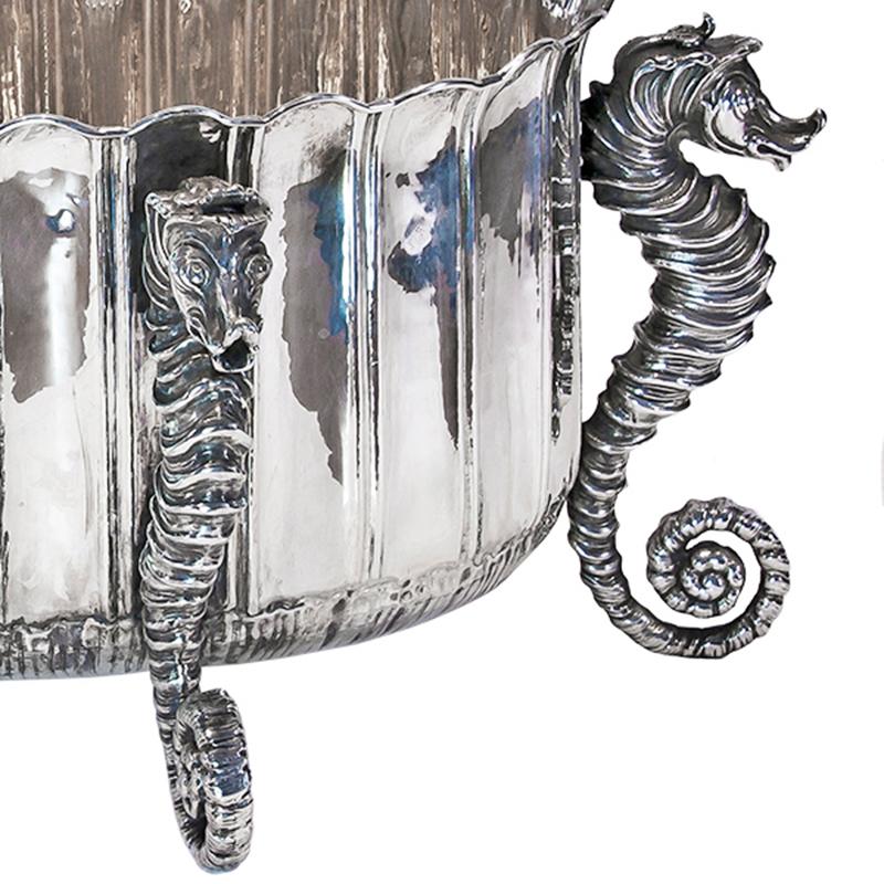 Sculpté Buccellati Hippocampe Argent Seau à Glace Large en vente