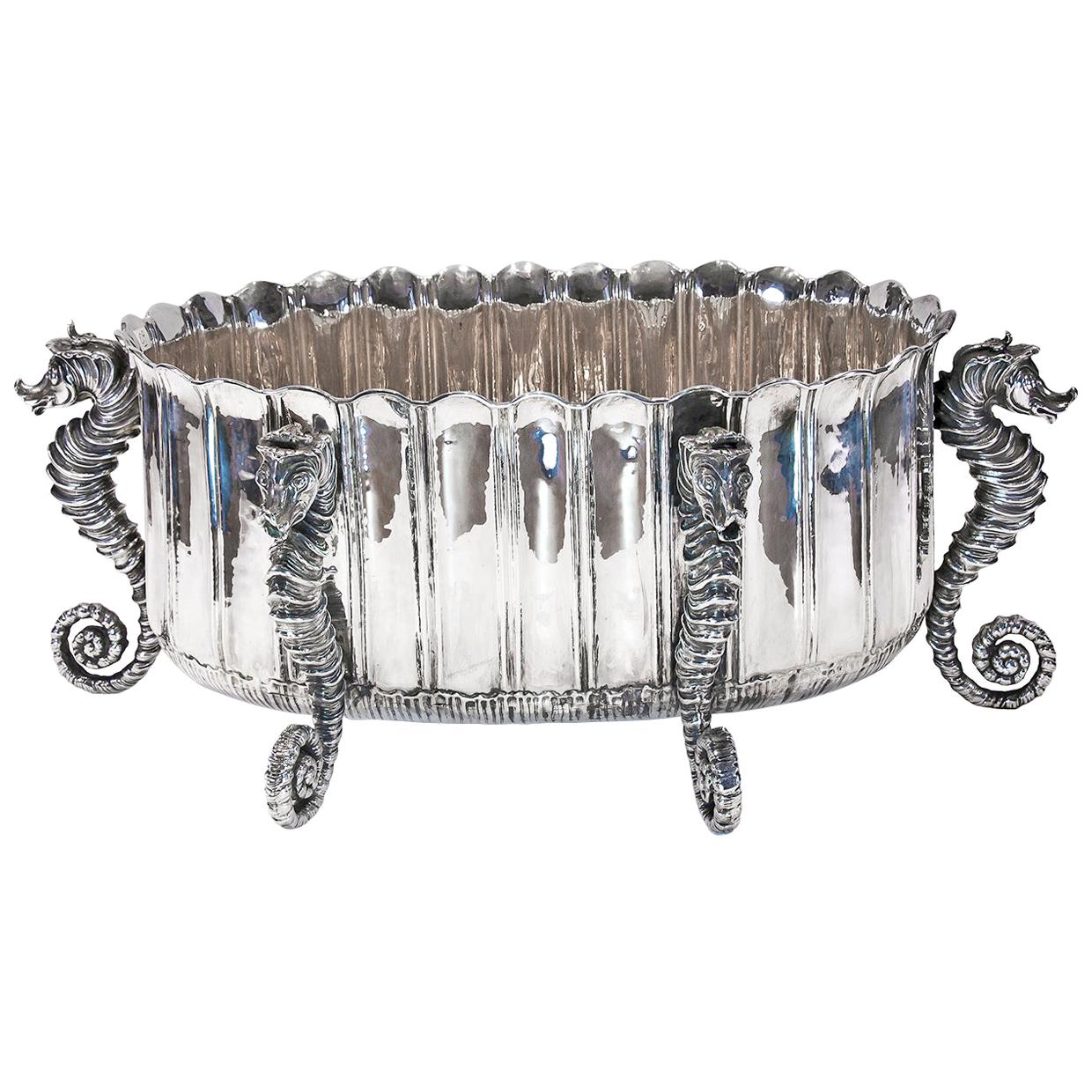 Buccellati Silver Seahorse Ice Bucket Large For Sale