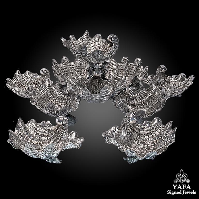 Buccellati Silver Seashell Centerpiece Suite In Excellent Condition For Sale In New York, NY