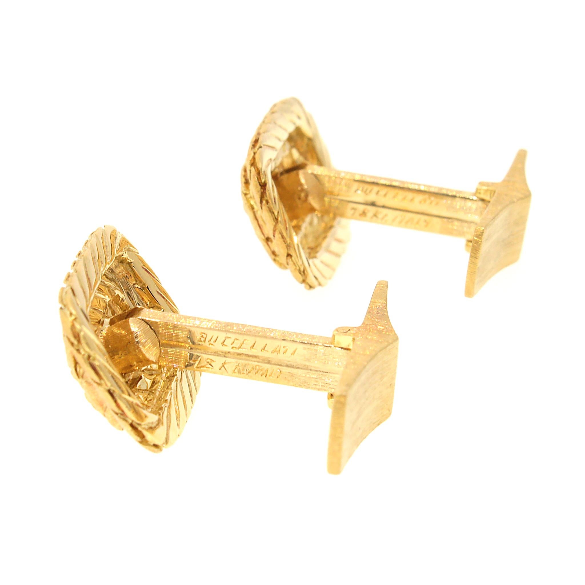Buccellati Solid Gold Vintage Cufflinks In Good Condition In New York, NY