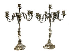Buccellati Sterling Silver 7-Light Cherub Candelabras