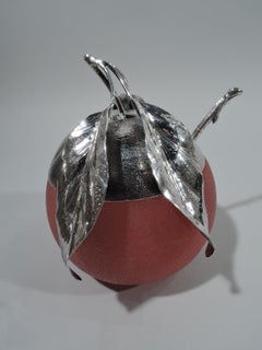 Buccellati Sterling Silver and Murano Glass Apple Jam Jar with Spoon