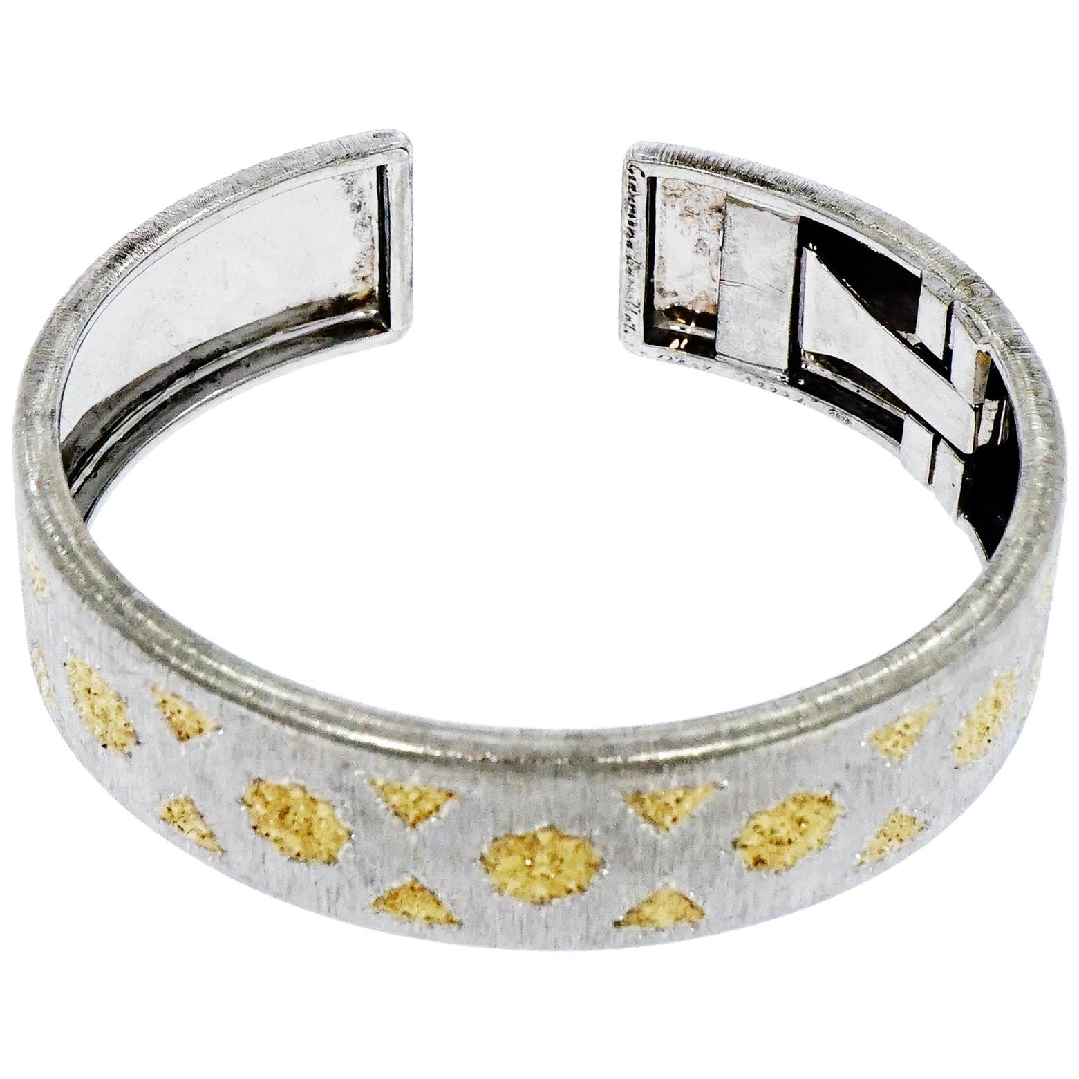 Buccellati Sterling Silver and Yellow Gold Open Cuff Bracelet