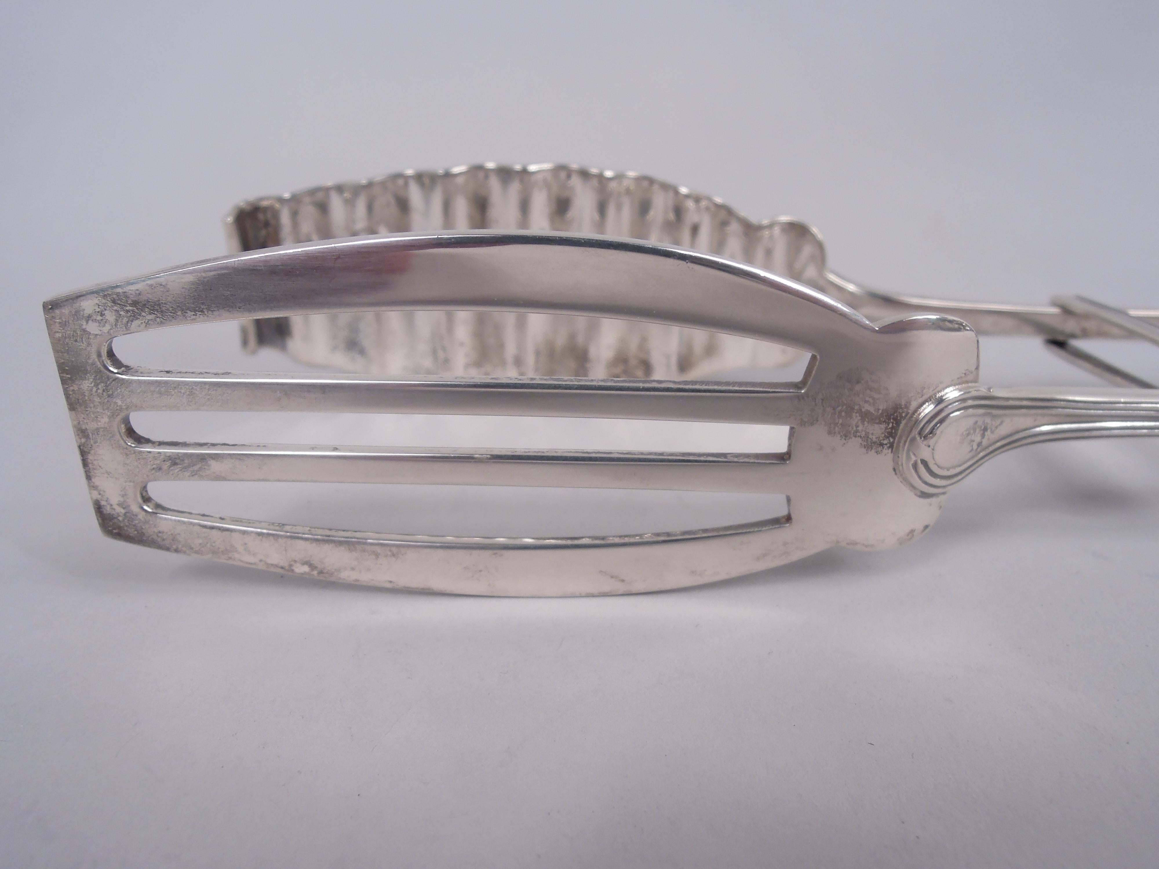 Neoclassical Buccellati Sterling Silver Asparagus Tongs in Classical Parma Pattern For Sale