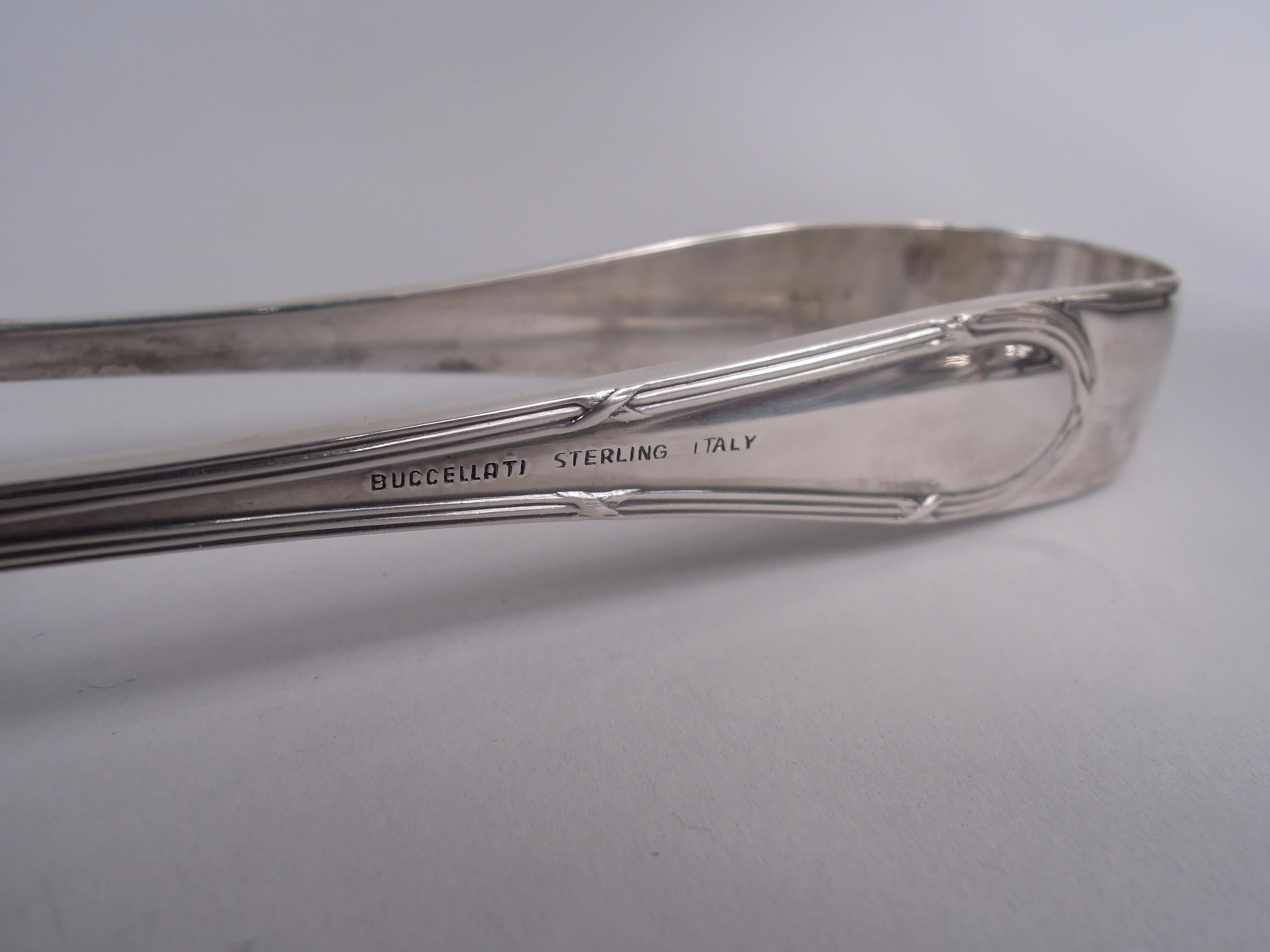 Italian Buccellati Sterling Silver Asparagus Tongs in Classical Parma Pattern For Sale