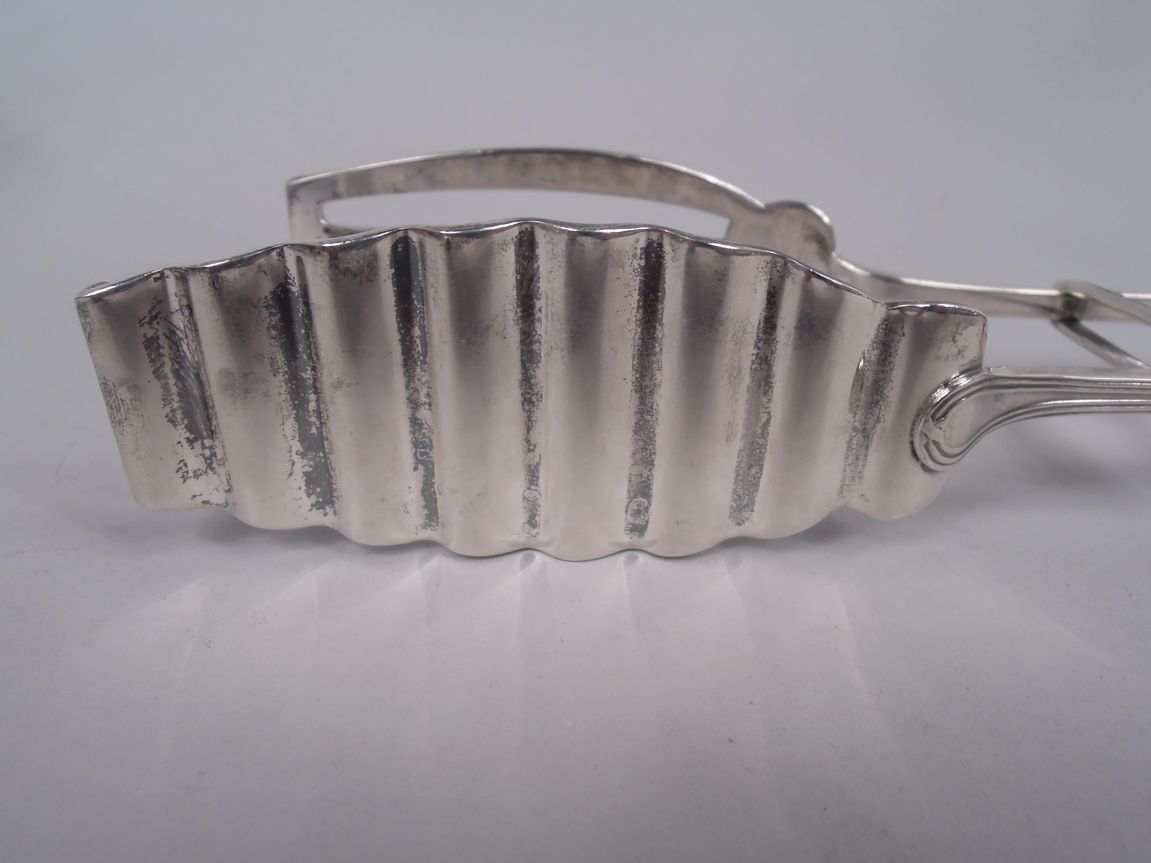 20th Century Buccellati Sterling Silver Asparagus Tongs in Classical Parma Pattern For Sale